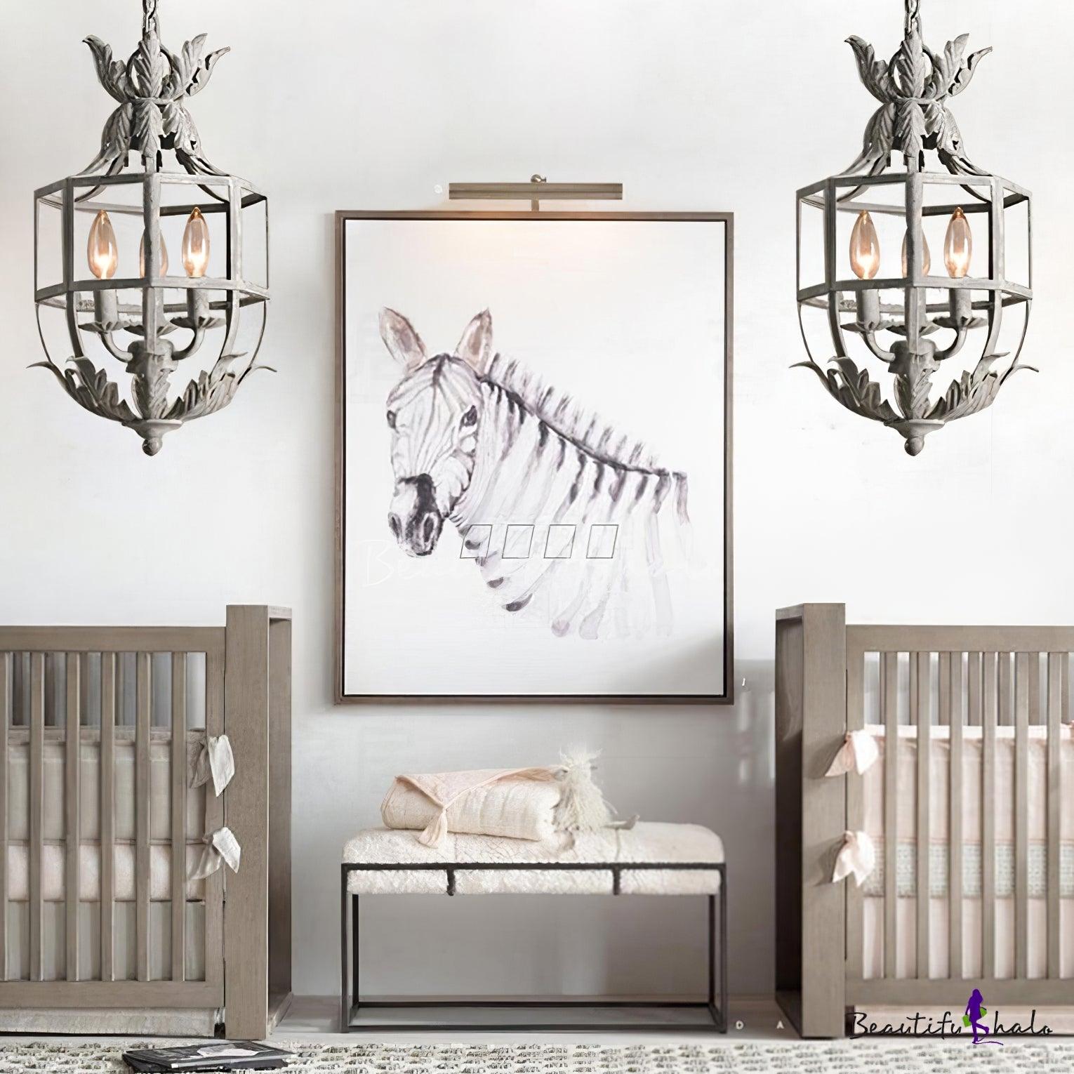 Lustra Lustre Rétro Cage Grise Bougie