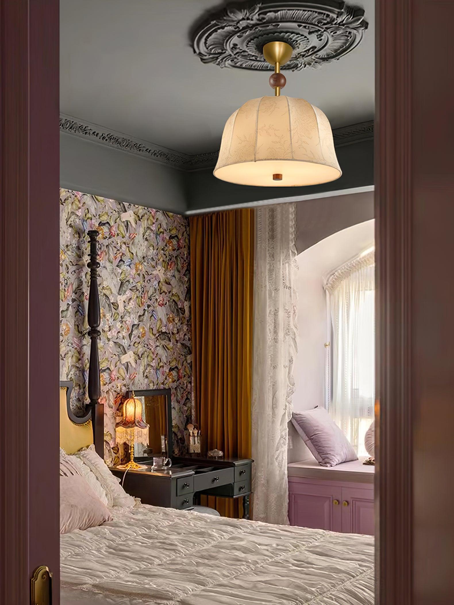 Spheris Plafonnier en tissu et bois pour des intérieurs chaleureux et élégants