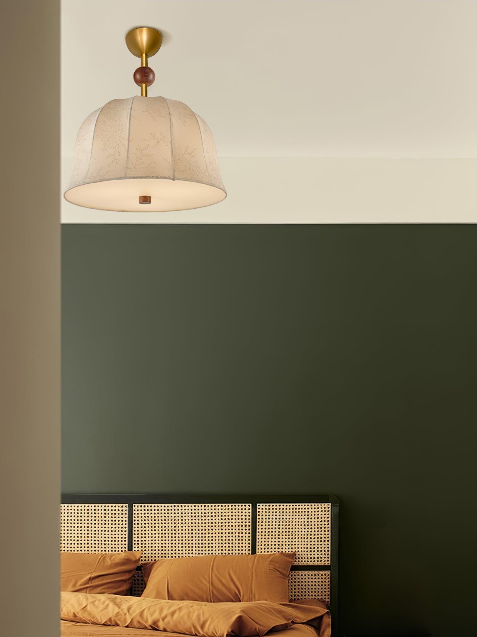 Spheris Plafonnier en tissu et bois pour des intérieurs chaleureux et élégants