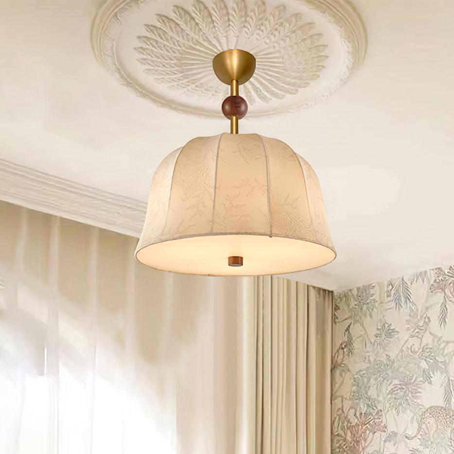 Spheris Plafonnier en tissu et bois pour des intérieurs chaleureux et élégants