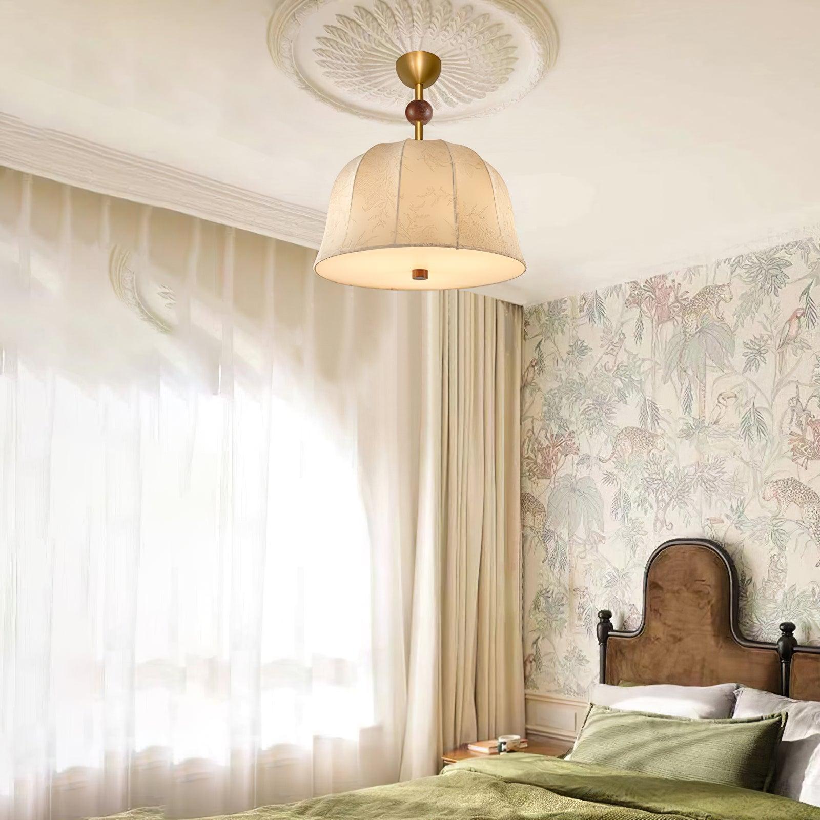 Spheris Plafonnier en tissu et bois pour des intérieurs chaleureux et élégants
