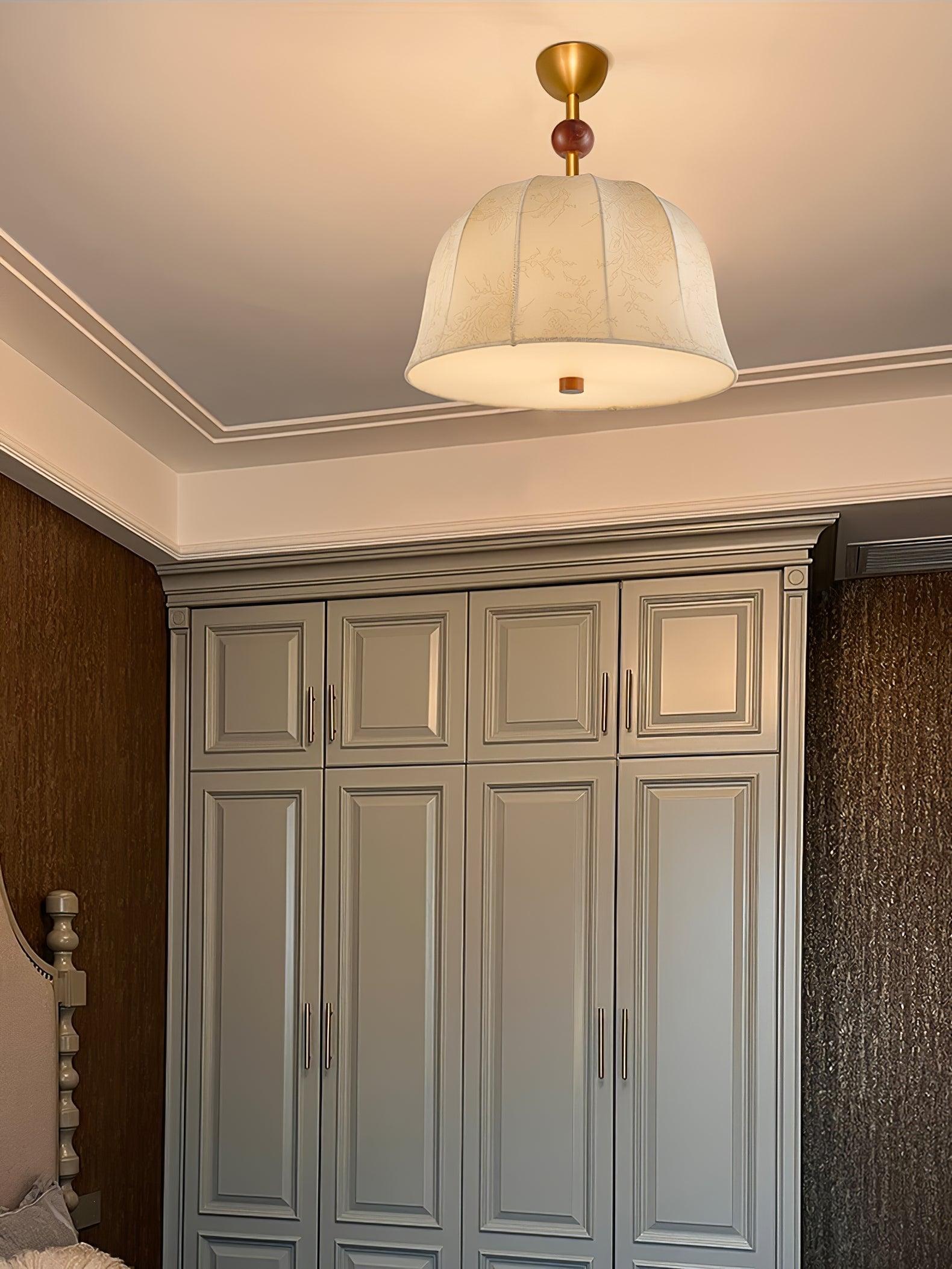 Spheris Plafonnier en tissu et bois pour des intérieurs chaleureux et élégants