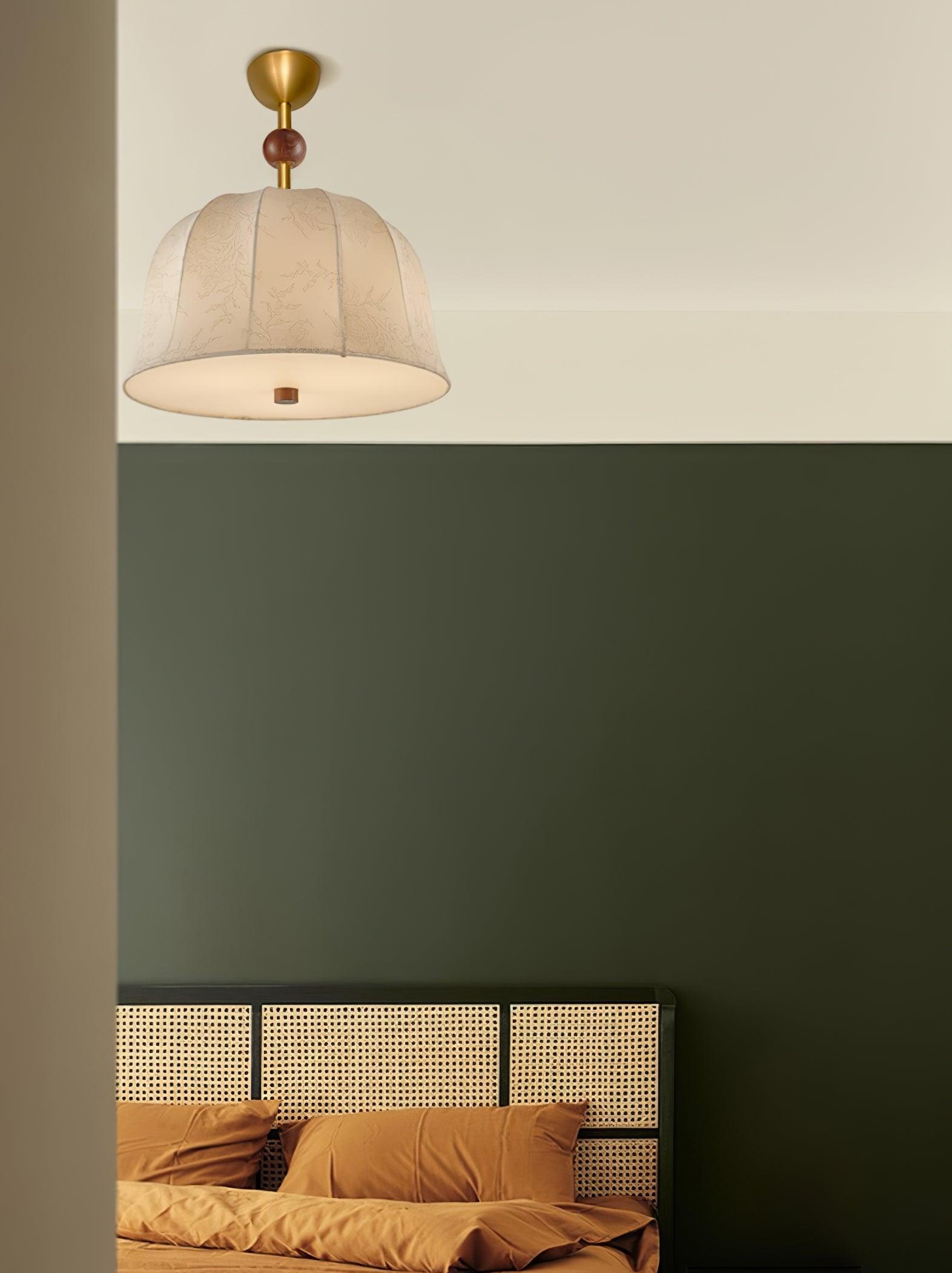 Spheris Plafonnier en tissu et bois pour des intérieurs chaleureux et élégants