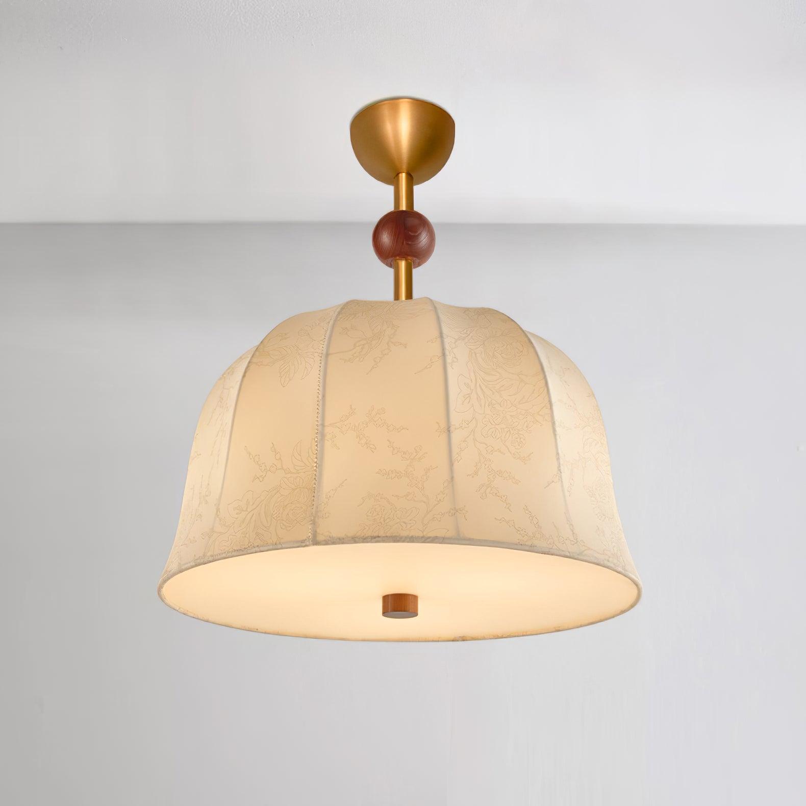 Spheris Plafonnier en tissu et bois pour des intérieurs chaleureux et élégants