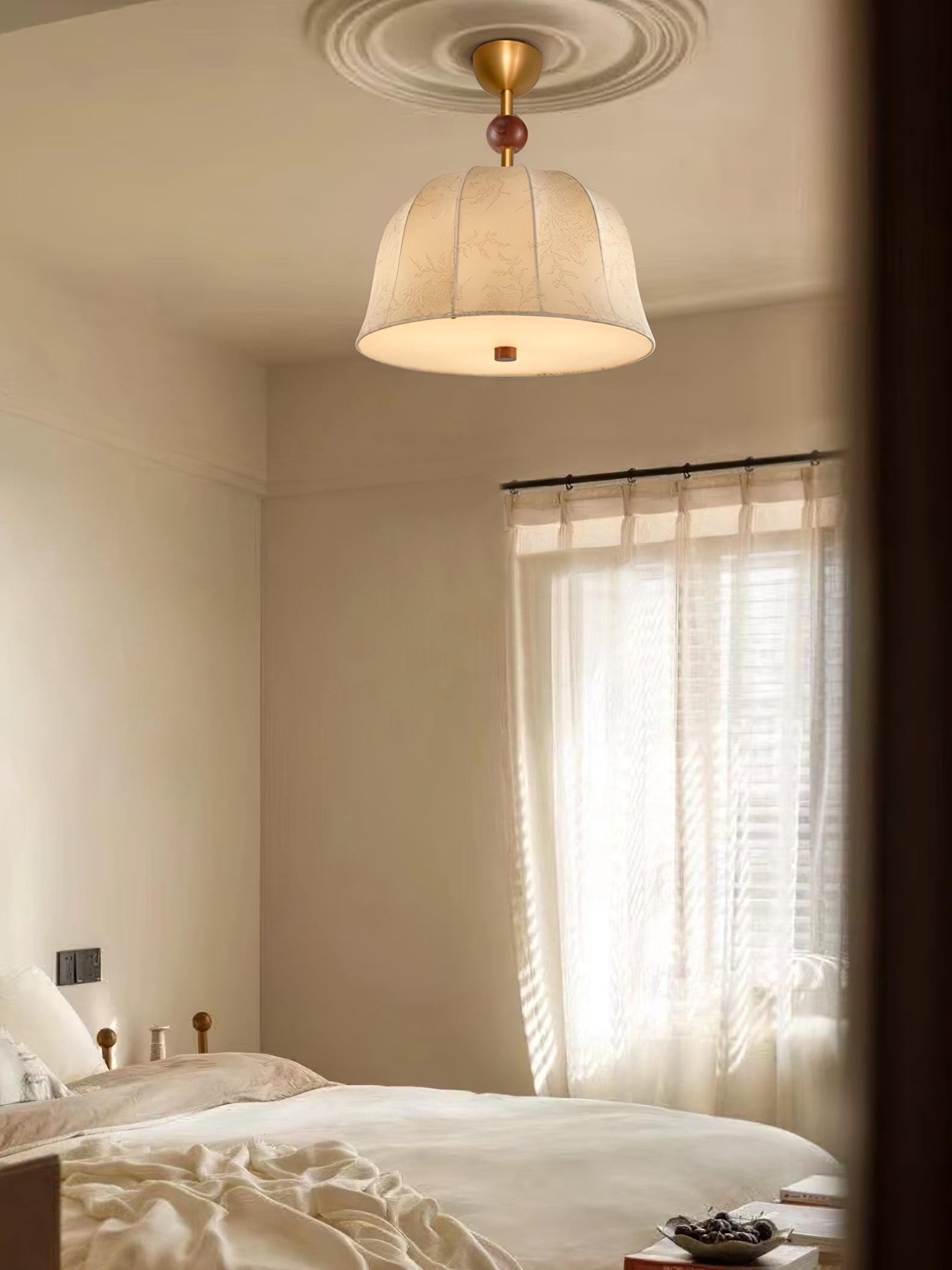 Spheris Plafonnier en tissu et bois pour des intérieurs chaleureux et élégants