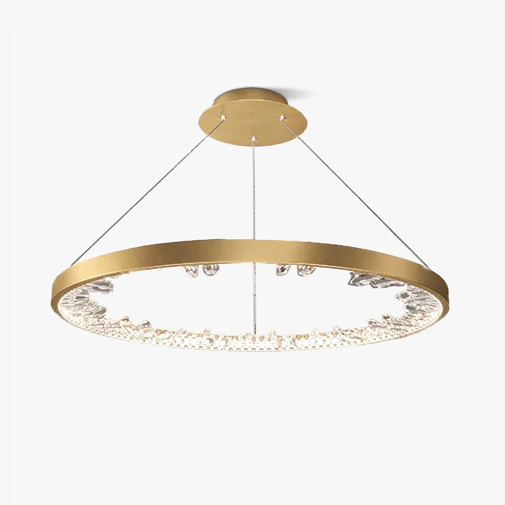 Lustra Lustre Cercle Cristal Anneau Doré Élégant
