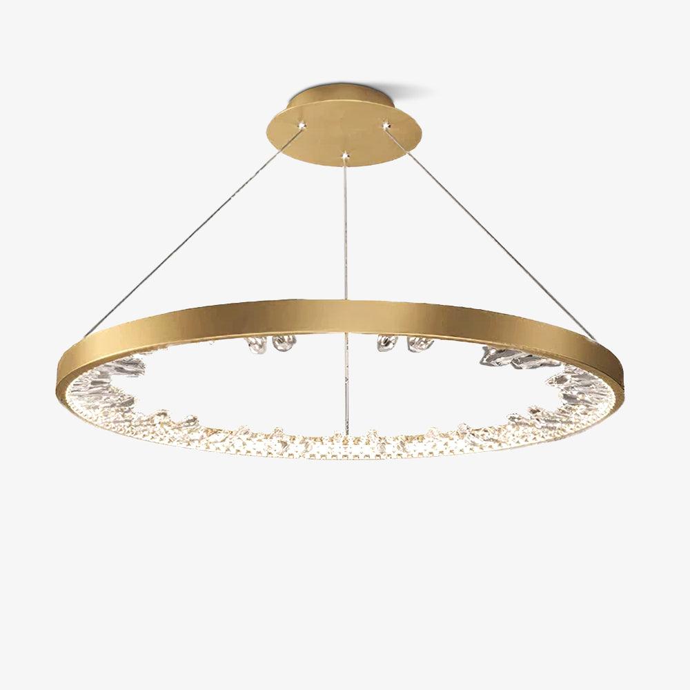 Lustra Lustre Cercle Cristal Anneau Doré Élégant