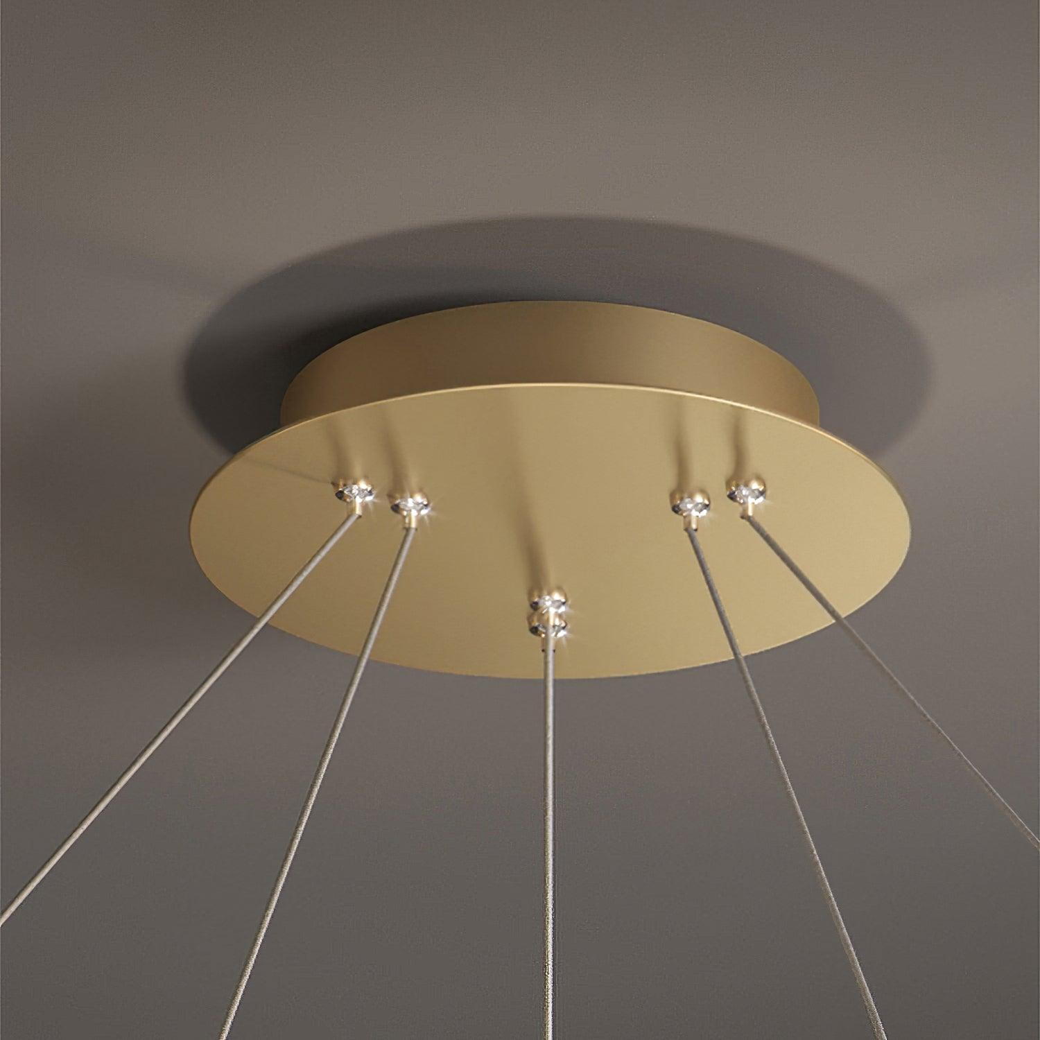 Lustra Lustre Cercle Cristal Anneau Doré Élégant