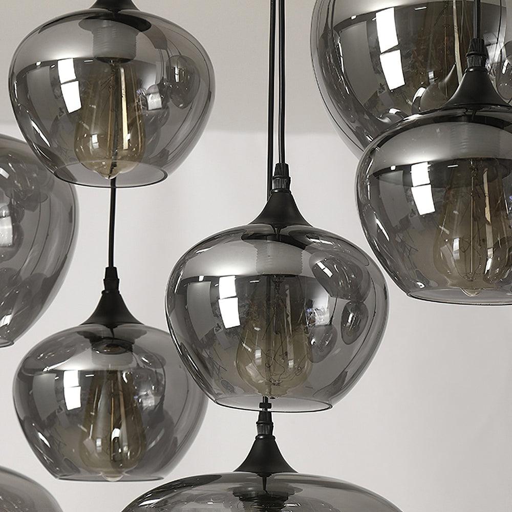June Suspension Luminaire Industriel Verre Gris Fumé