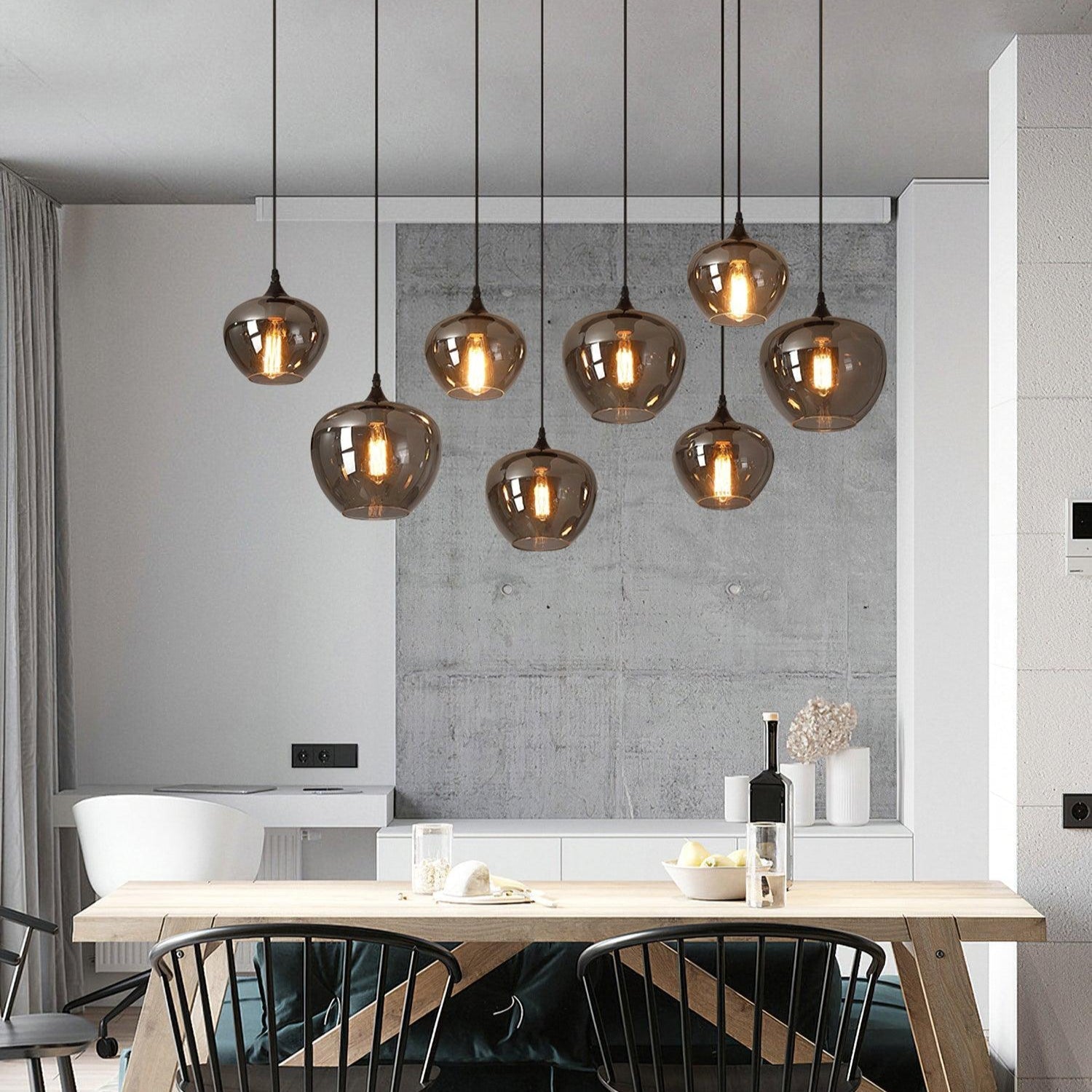 June Suspension Luminaire Industriel Verre Gris Fumé