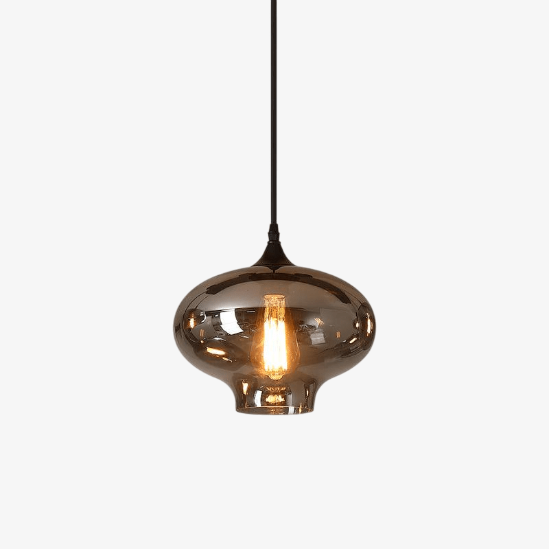 June Suspension Luminaire Industriel Verre Gris Fumé