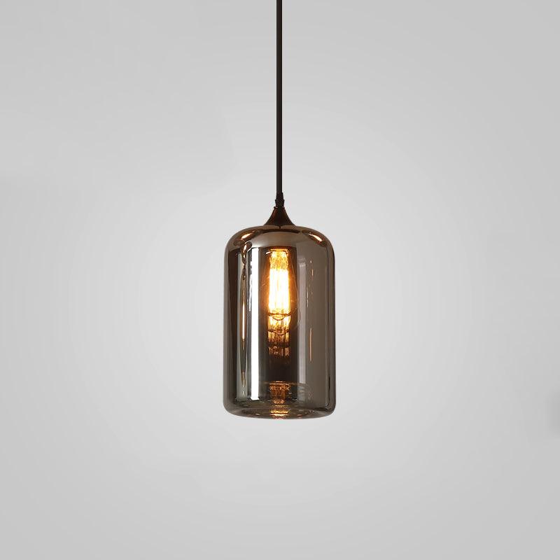 June Suspension Luminaire Industriel Verre Gris Fumé