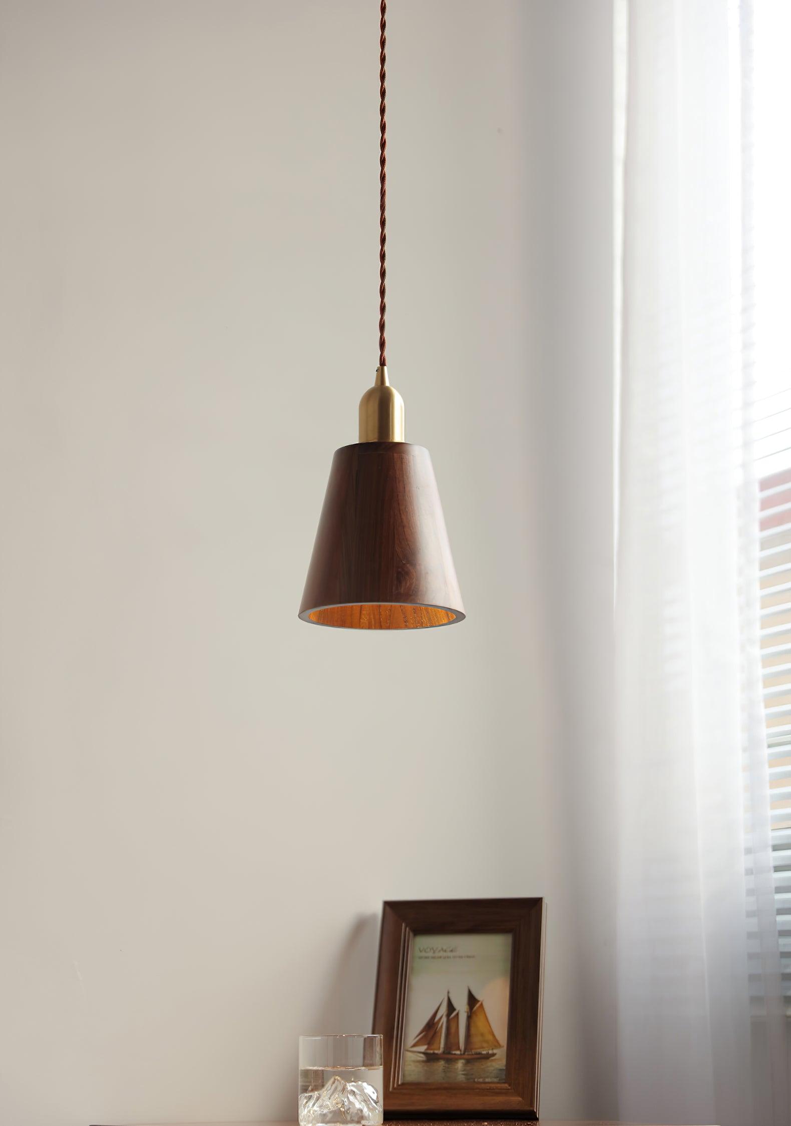 Lustra Suspension Lampe Noyer Laiton Moderne pour Salon
