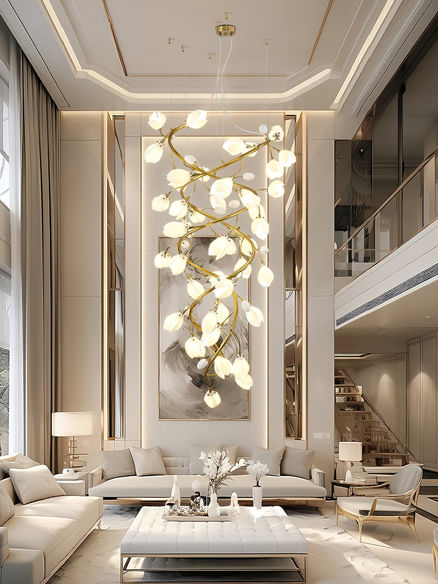 Evene Lustre Spirale Céramique Laiton