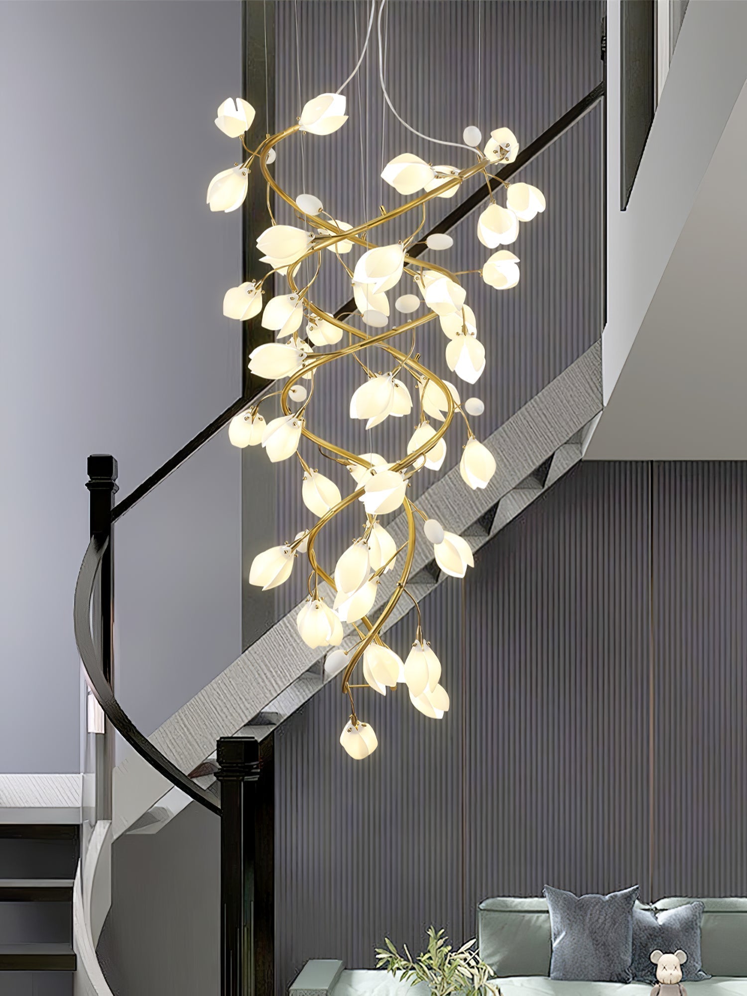 Evene Lustre Spirale Céramique Laiton