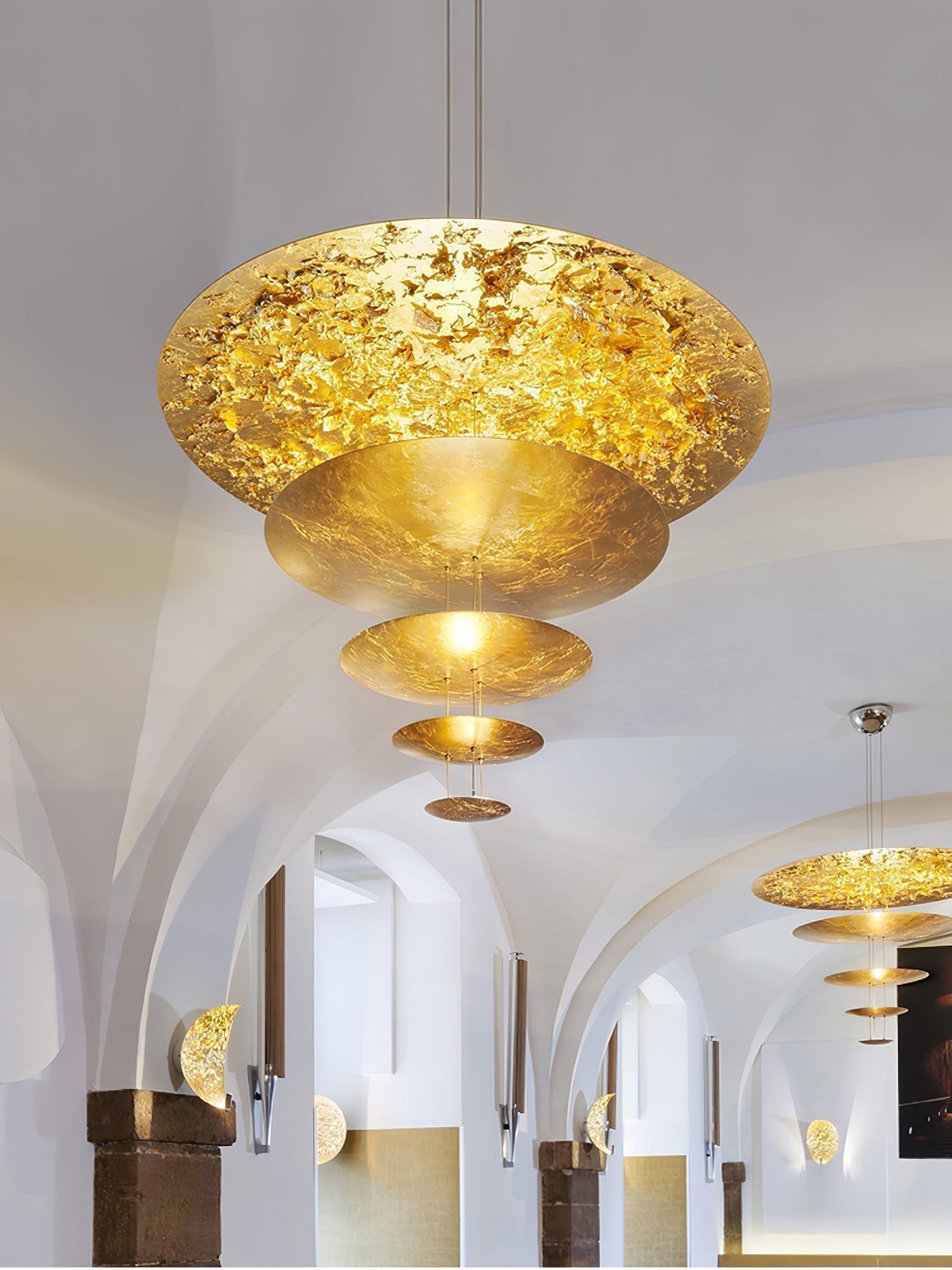 Zathaara Suspension Feuilles d’Or Étagées
