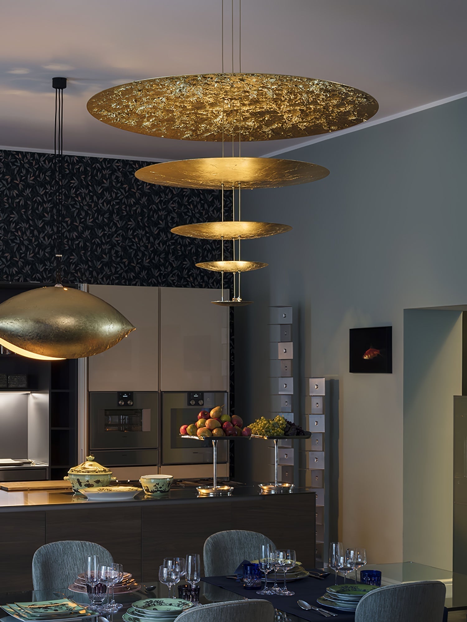 Zathaara Suspension Feuilles d’Or Étagées