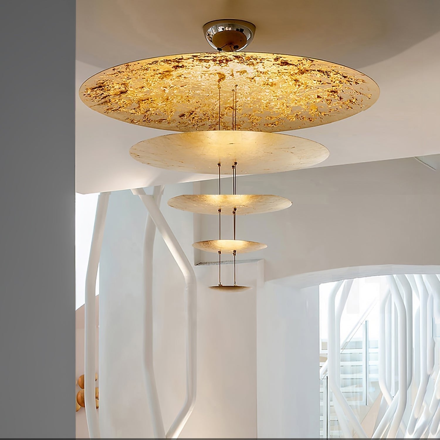 Zathaara Suspension Feuilles d’Or Étagées