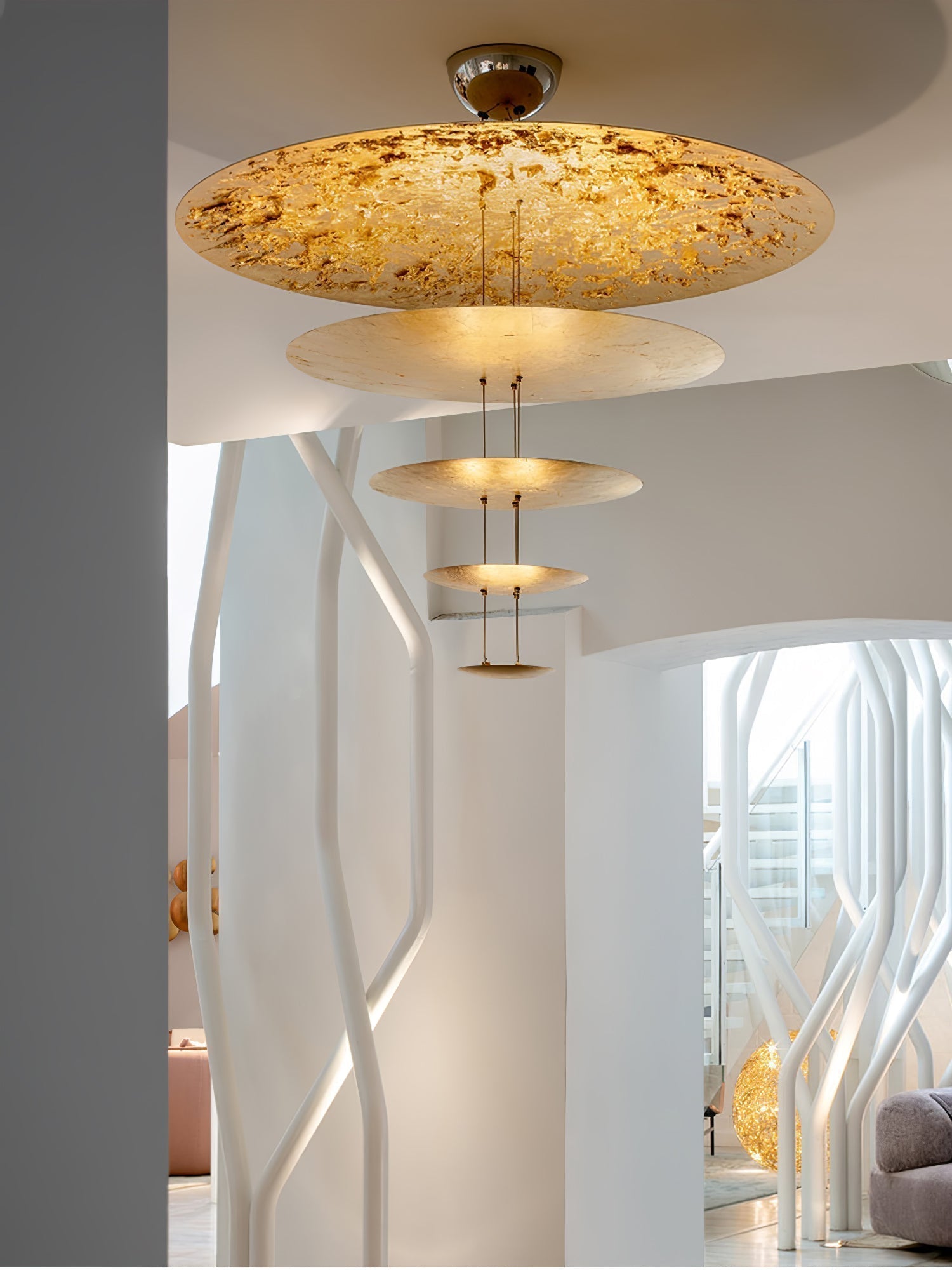 Zathaara Suspension Feuilles d’Or Étagées