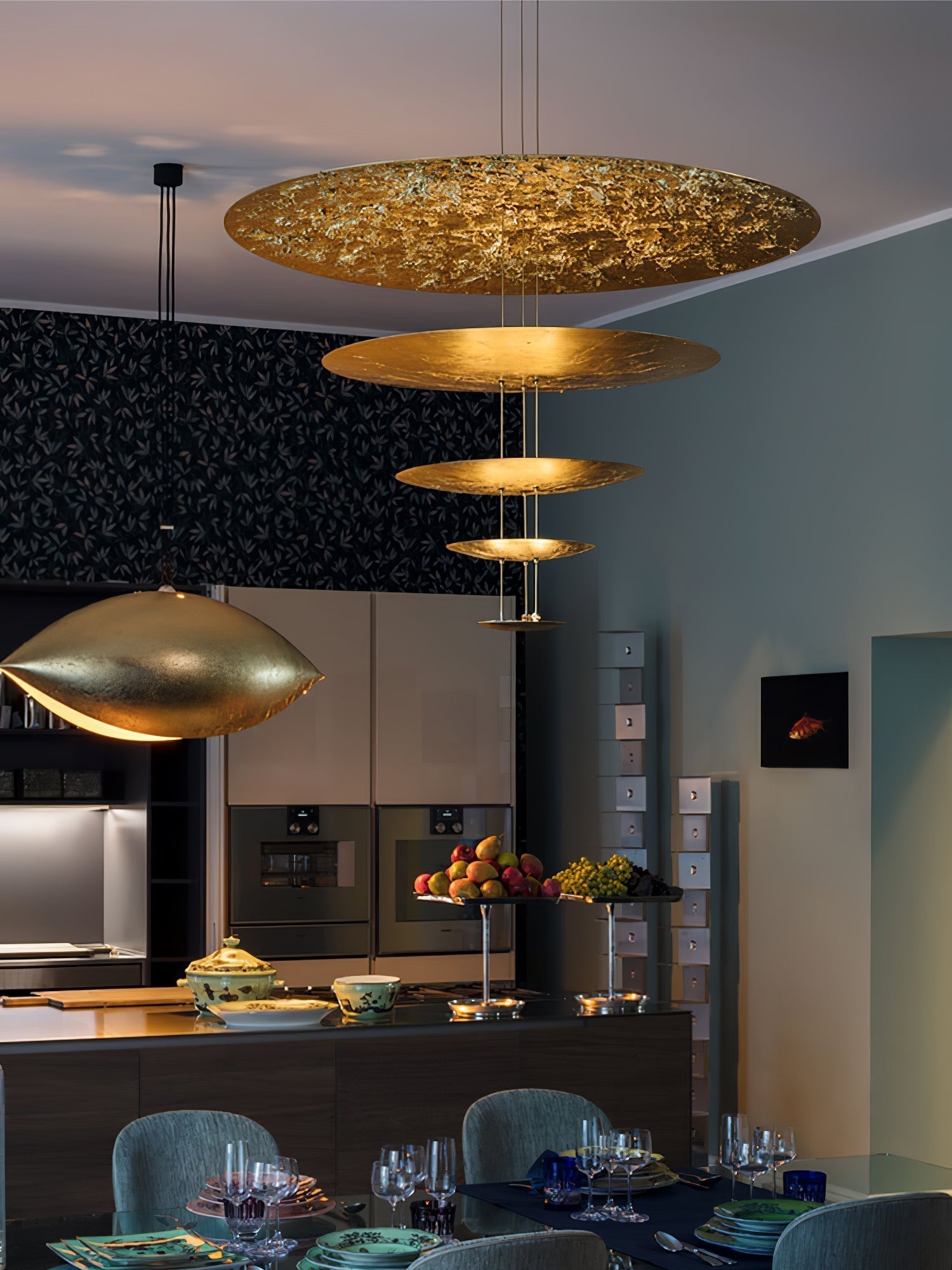 Zathaara Suspension Feuilles d’Or Étagées