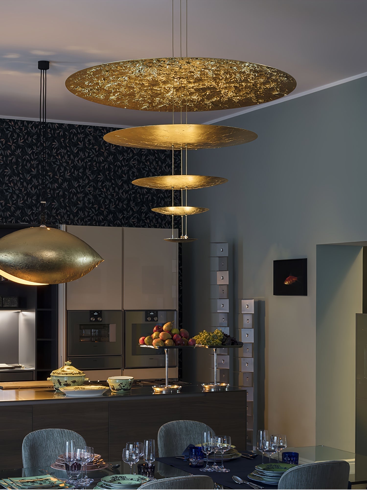 Zathaara Suspension Feuilles d’Or Étagées