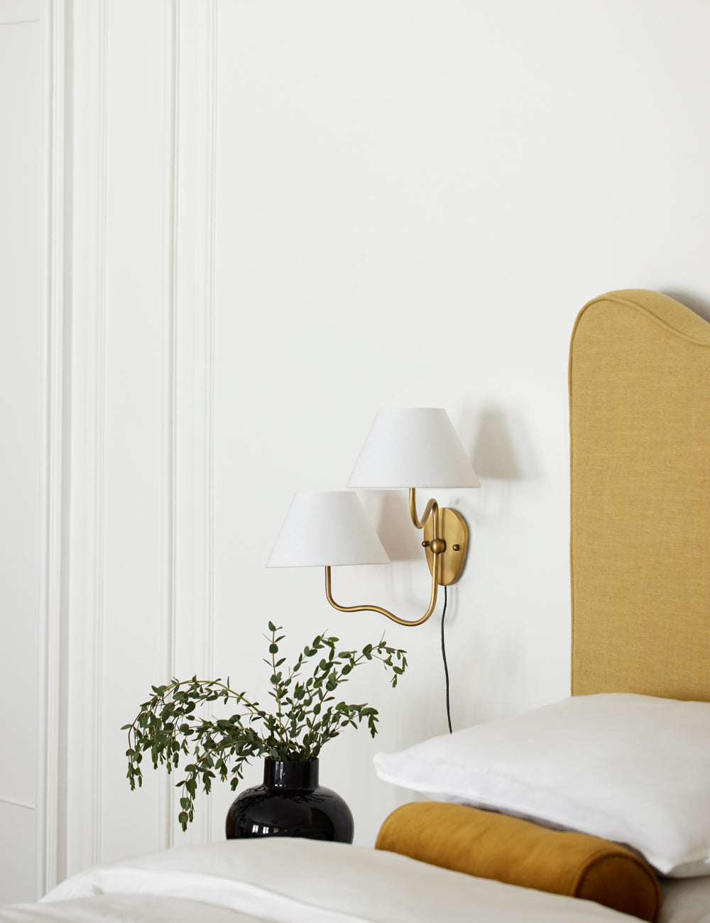 Myvele Applique Murale Laiton Tissu Élégance Vintage Plug-In