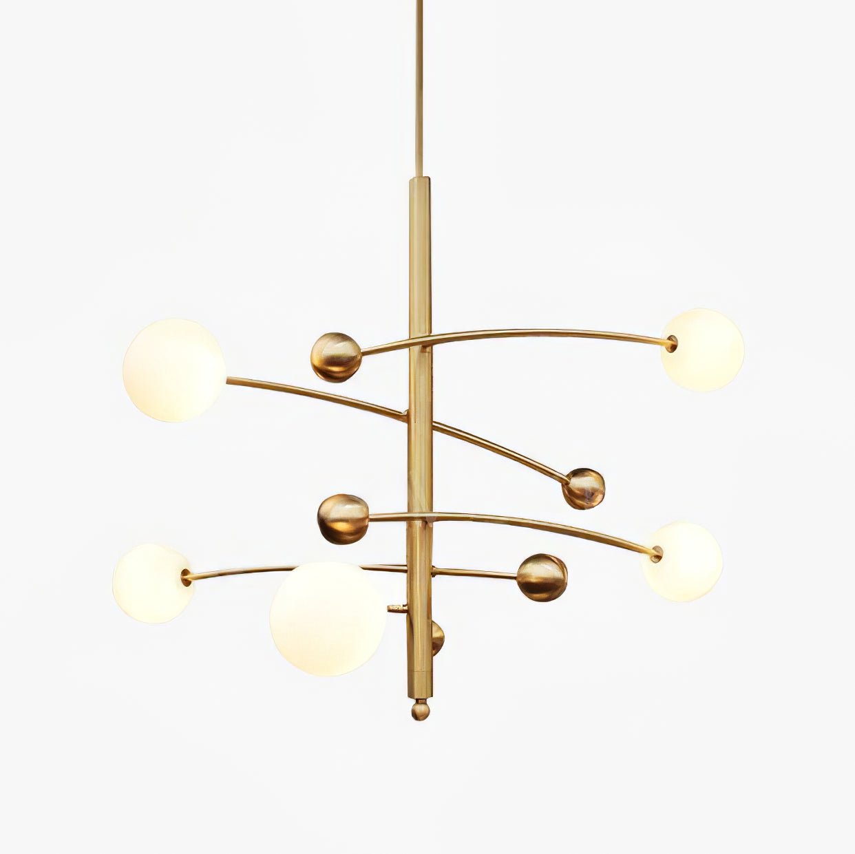 Lustra Lustre en Laiton avec Poutre Verticale et Globe