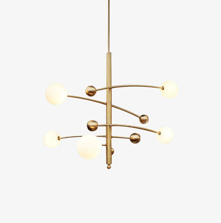 Lustra Lustre en Laiton avec Poutre Verticale et Globe