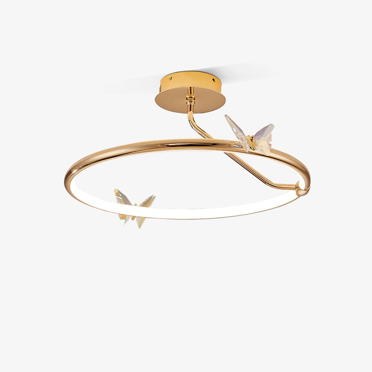 Solara Plafonnier Papillon avec Accents en Cristal et Anneau LED