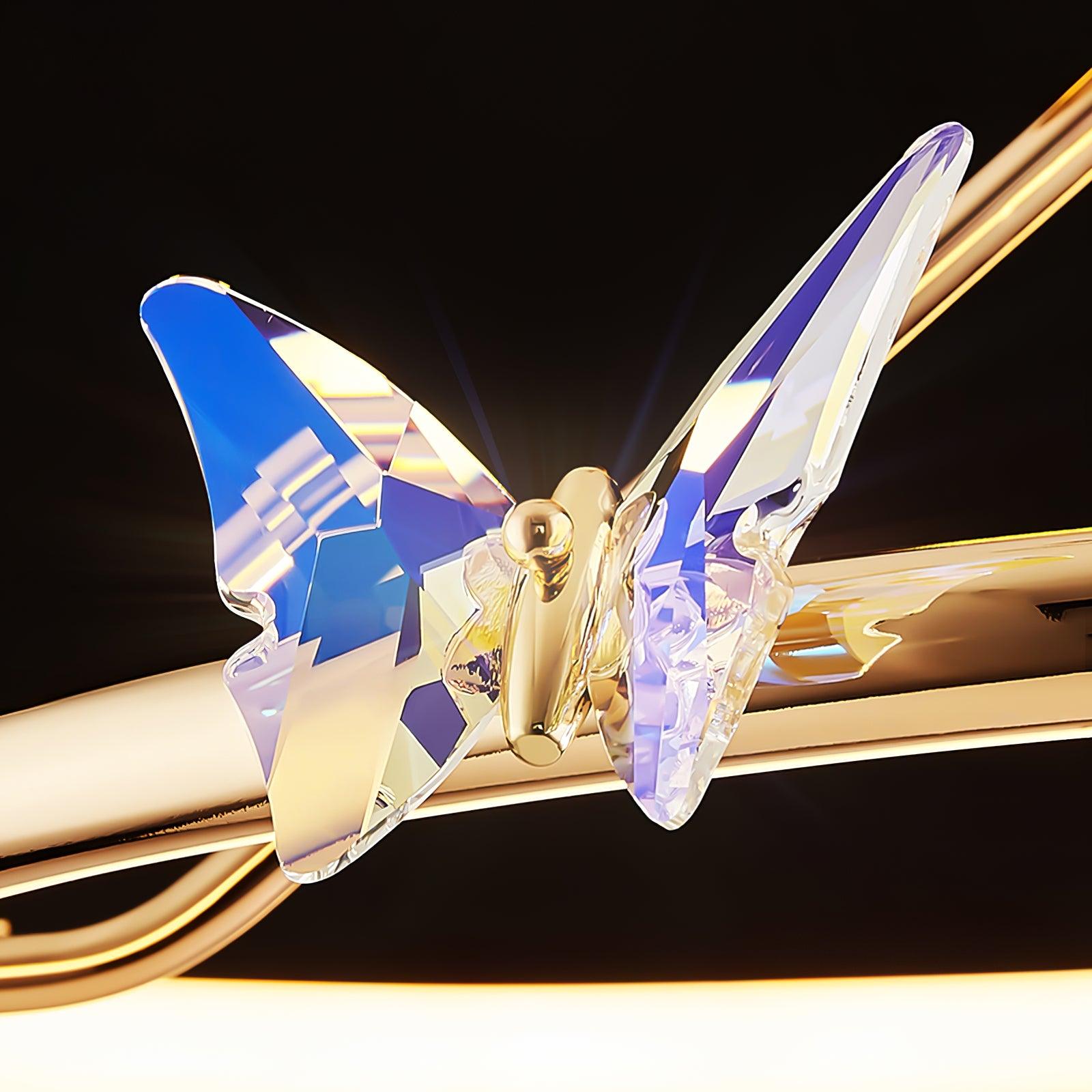 Solara Plafonnier Papillon avec Accents en Cristal et Anneau LED