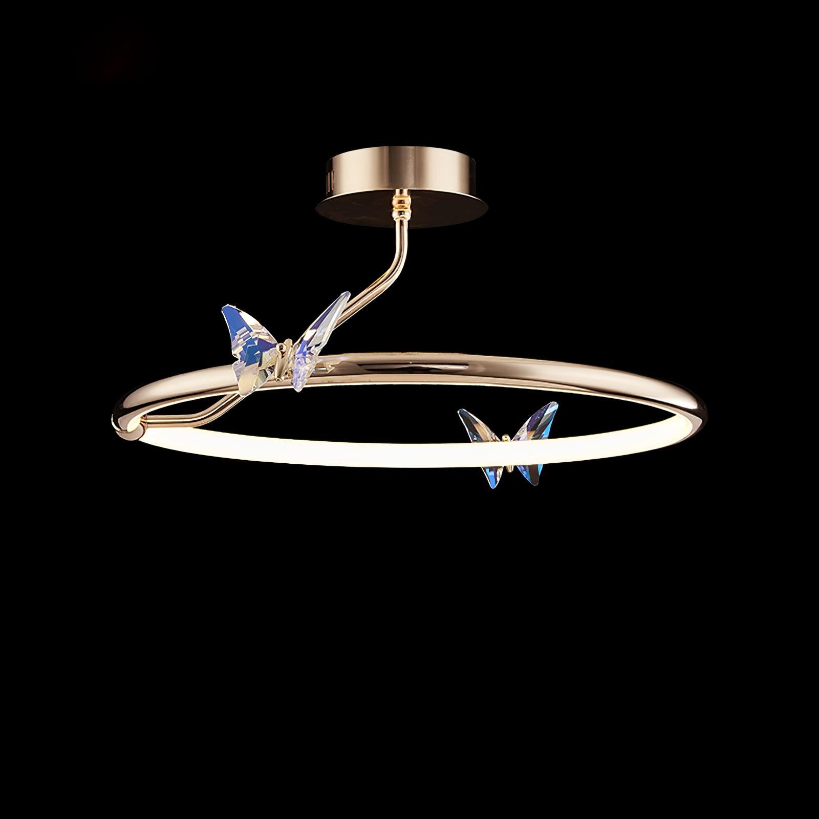 Solara Plafonnier Papillon avec Accents en Cristal et Anneau LED