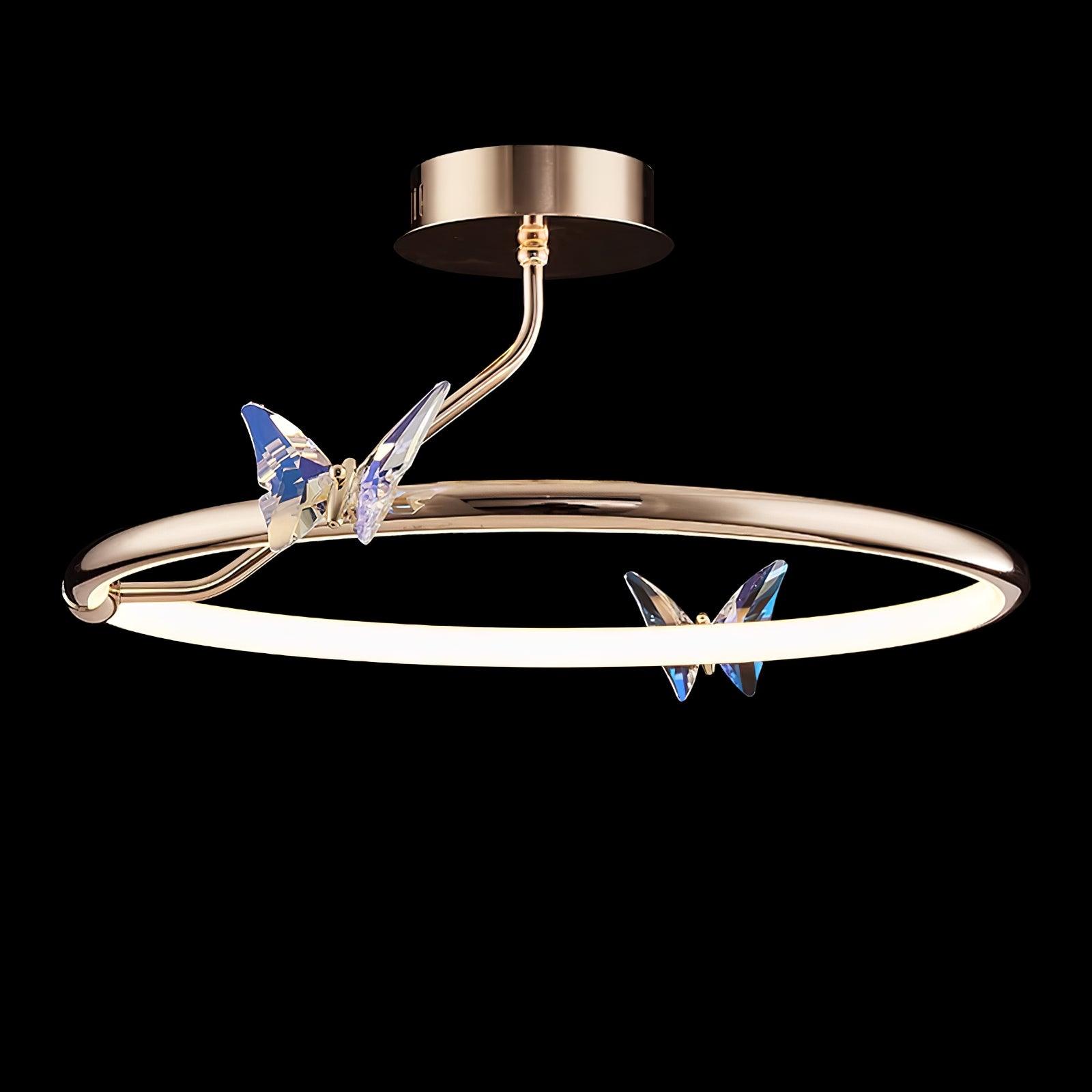 Solara Plafonnier Papillon avec Accents en Cristal et Anneau LED