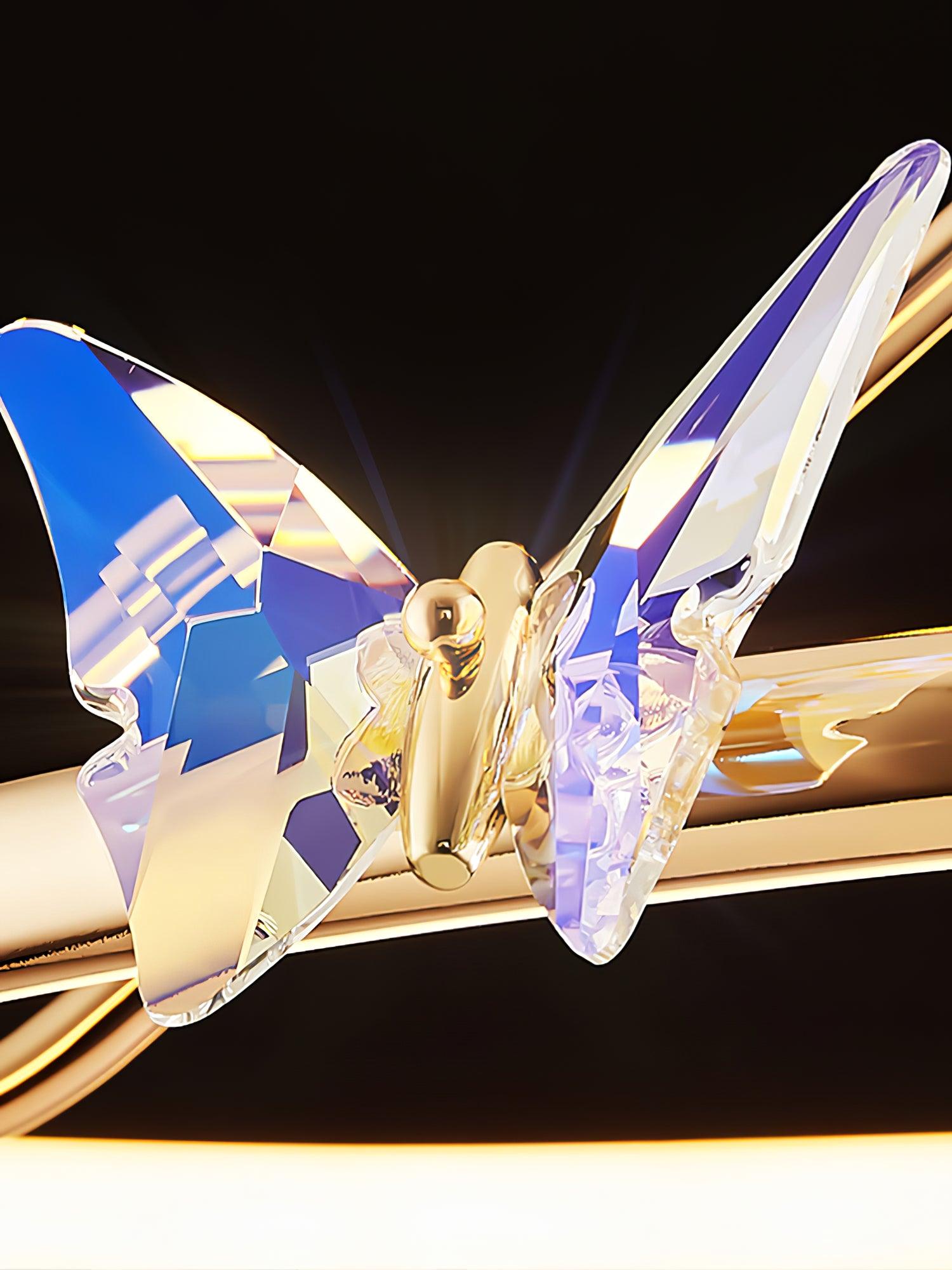 Solara Plafonnier Papillon avec Accents en Cristal et Anneau LED