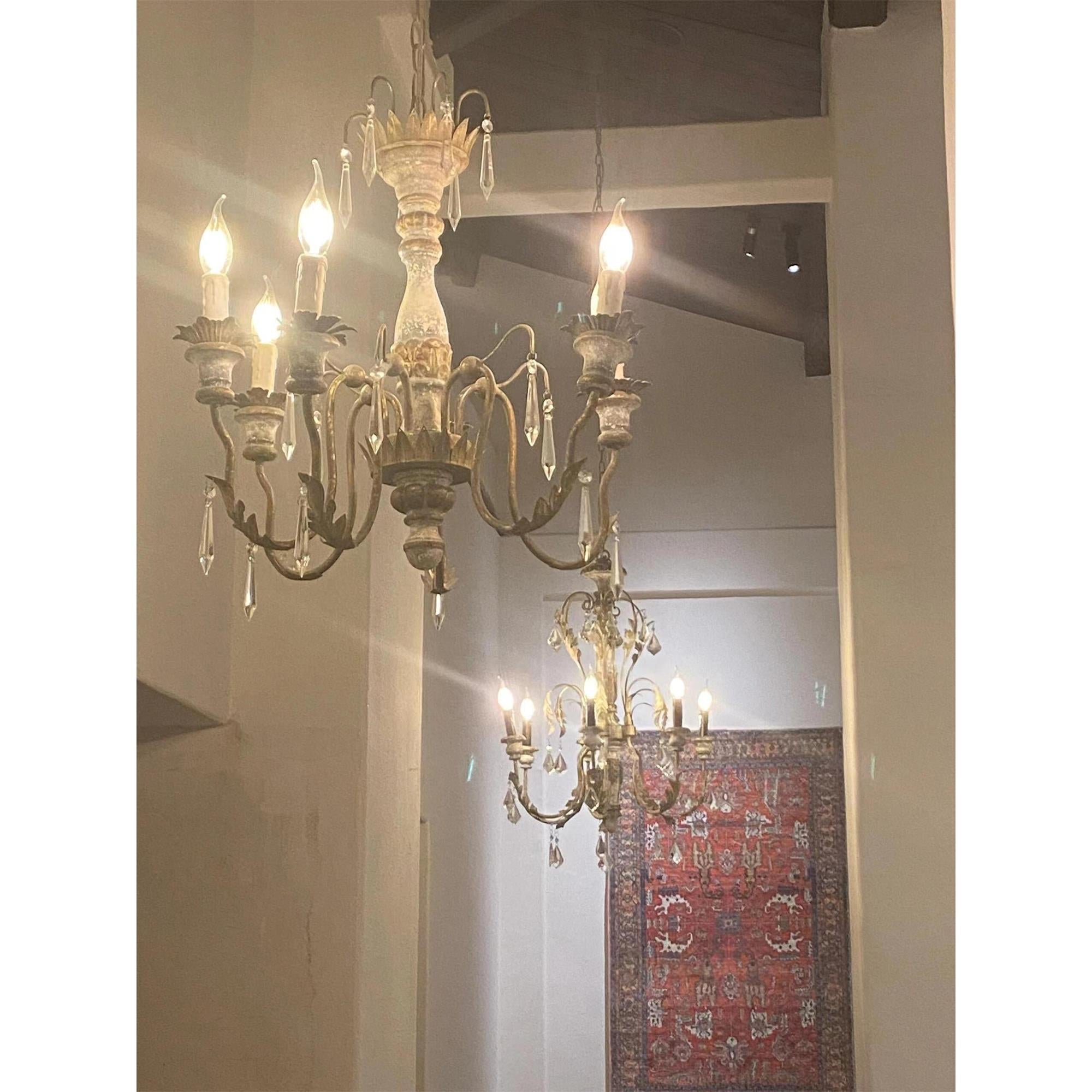 Elmarisra Lustre Métal Bois Massif Sculpté Luxe Vintage
