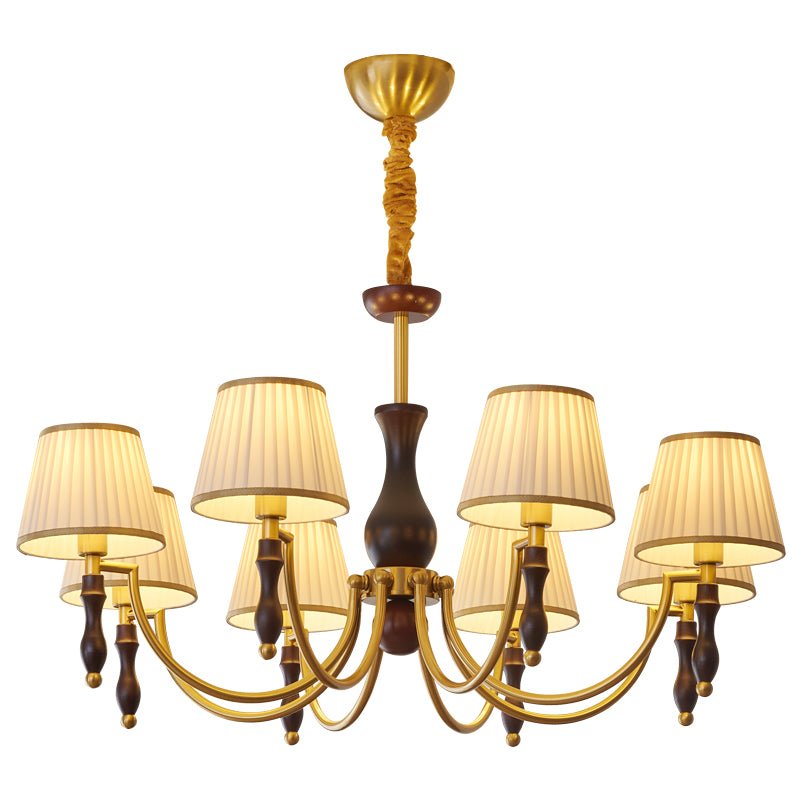 Lustra Lustre Abat-jours Floraux et Noyer