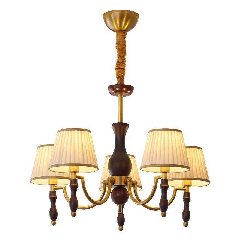 Lustra Lustre Abat-jours Floraux et Noyer