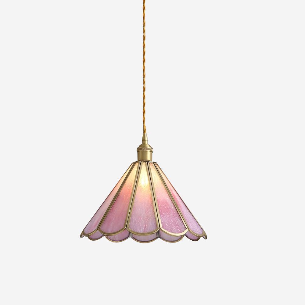 Lione Suspension en vitrail rose