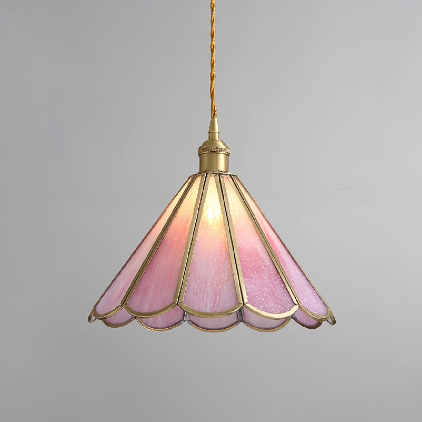 Lione Suspension en vitrail rose