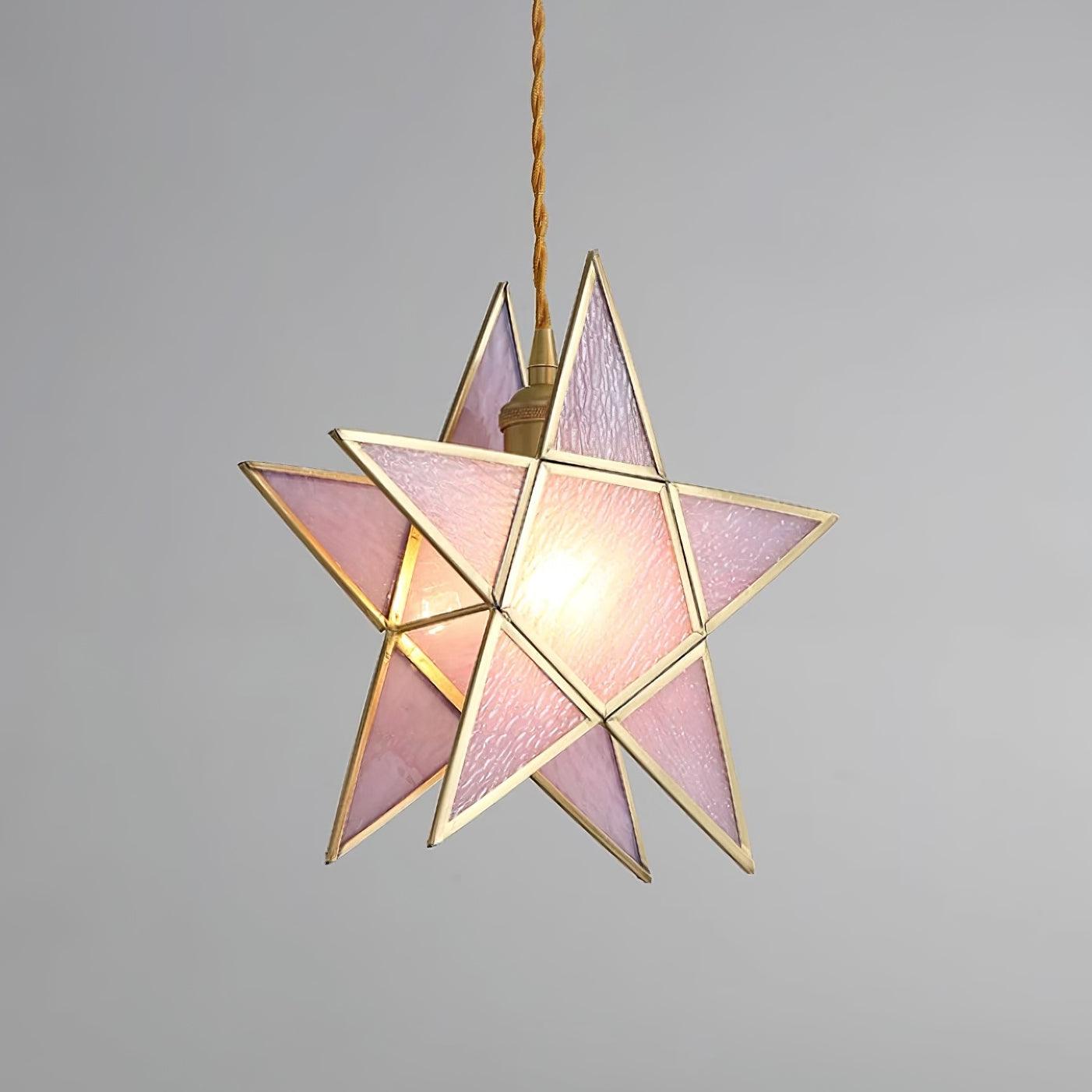 Lione Suspension en vitrail rose