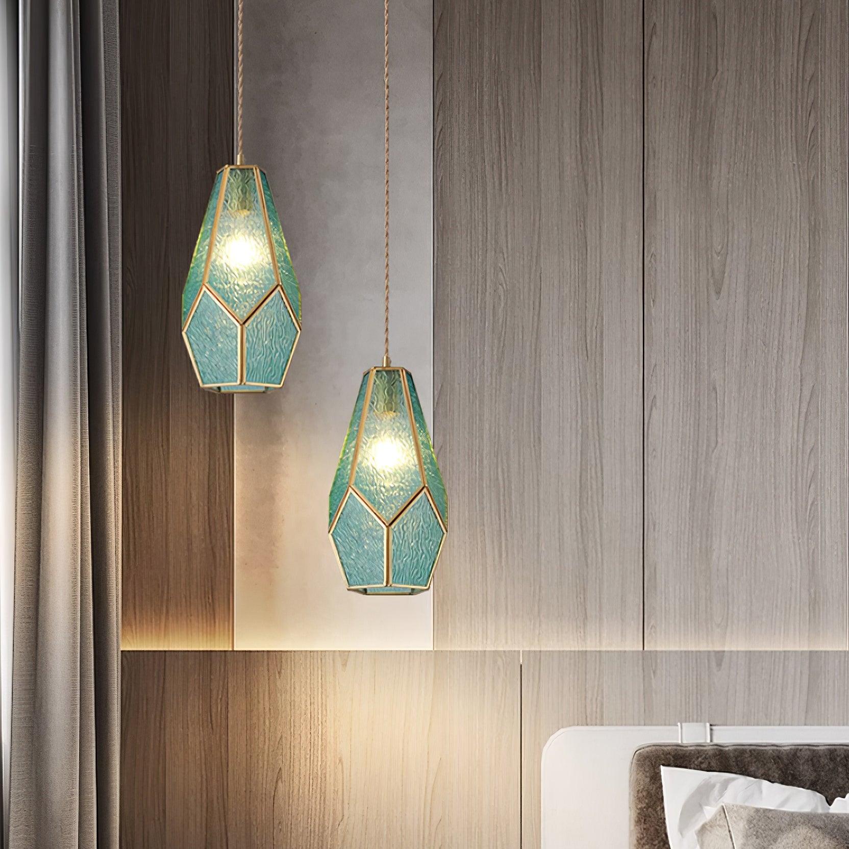 Lione Suspension en vitrail rose