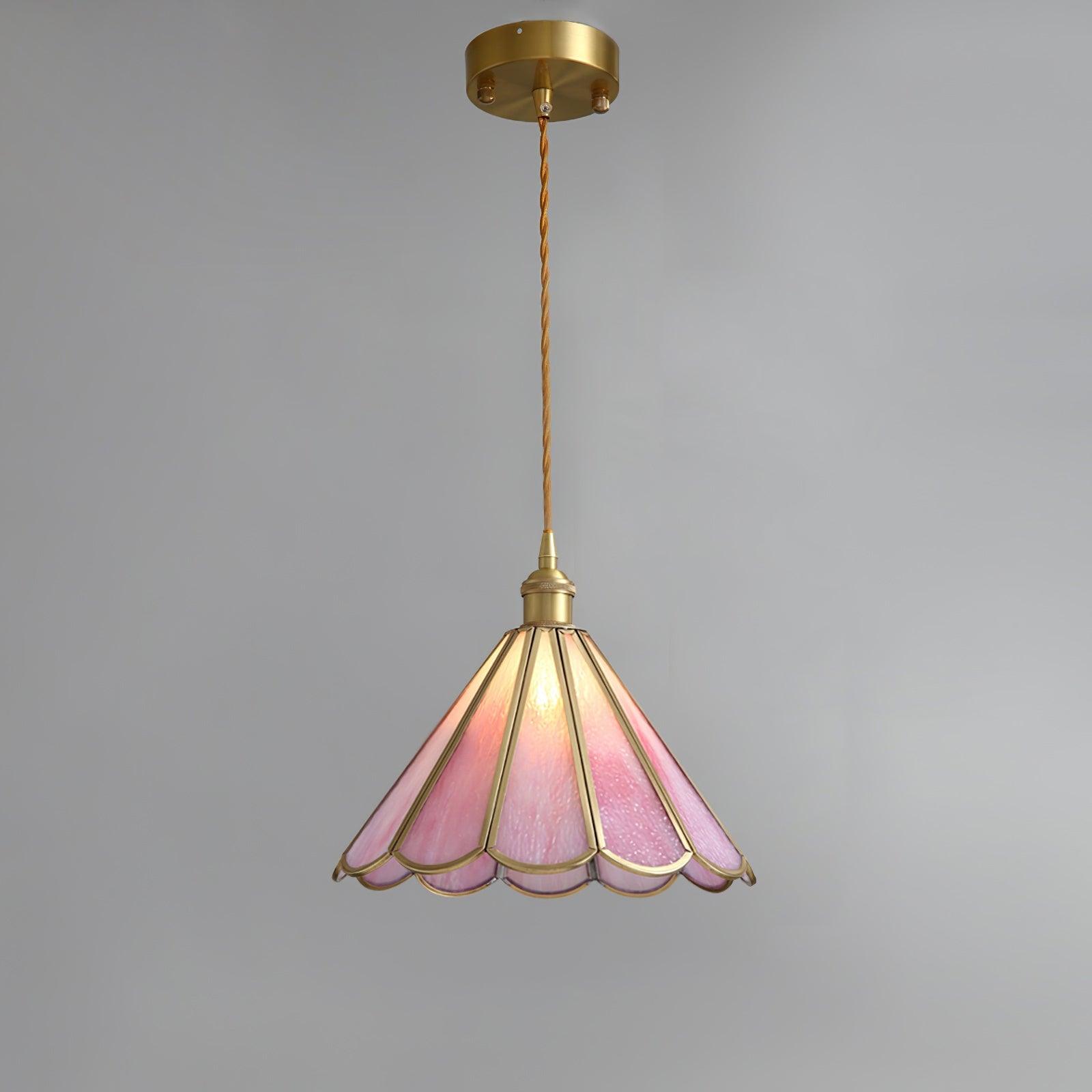 Lione Suspension en vitrail rose