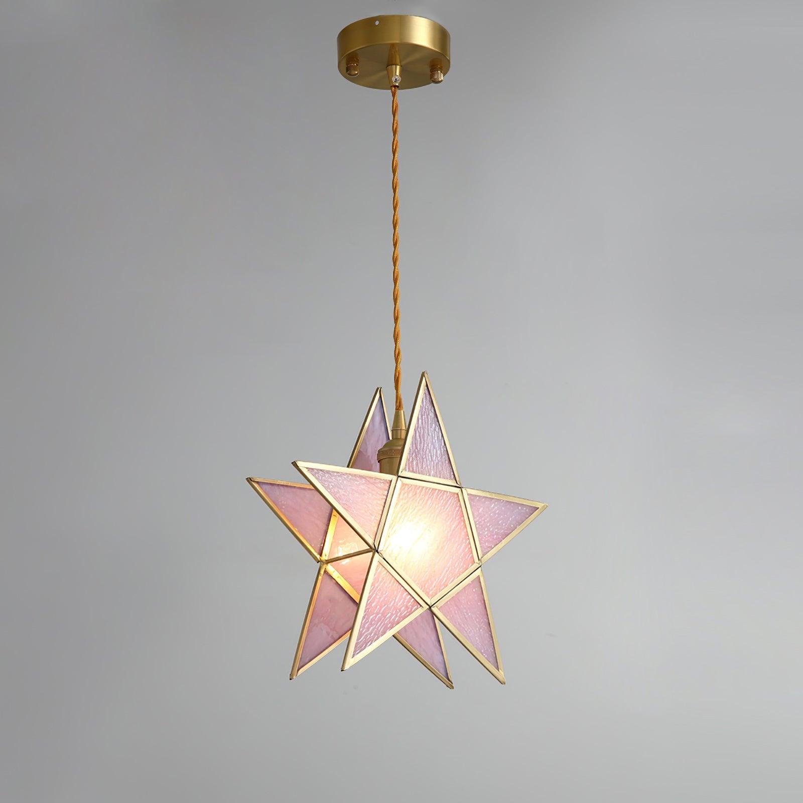 Lione Suspension en vitrail rose