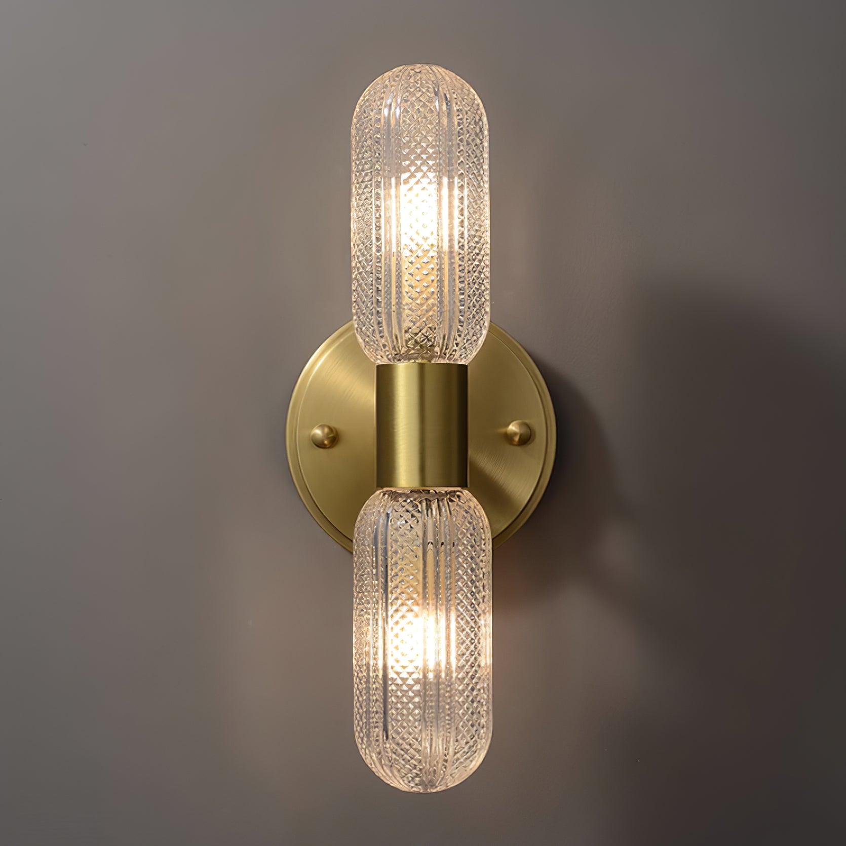 Evania Applique murale double en laiton et verre texturé