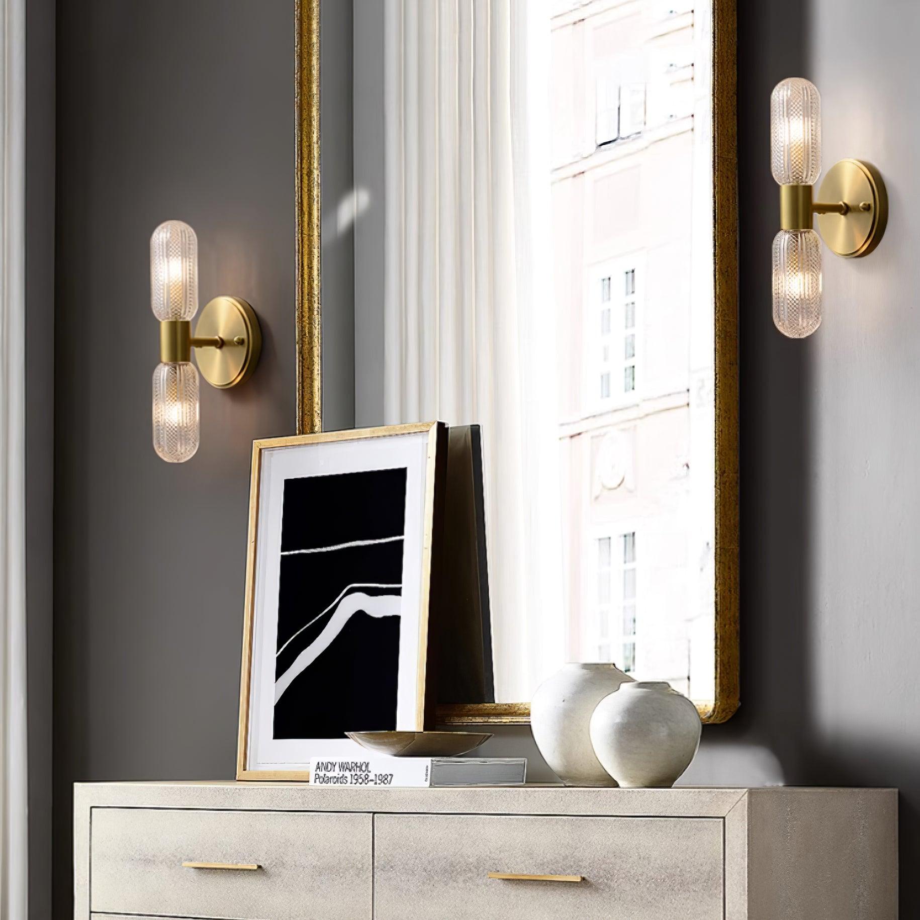 Evania Applique murale double en laiton et verre texturé
