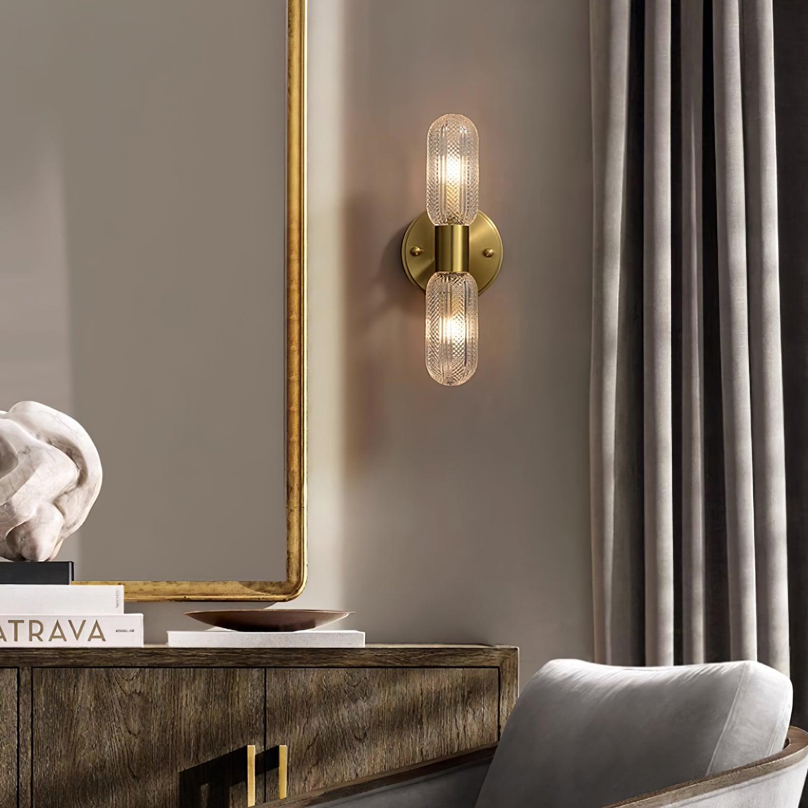 Evania Applique murale double en laiton et verre texturé