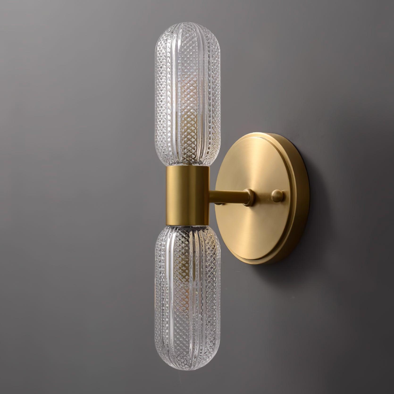 Evania Applique murale double en laiton et verre texturé