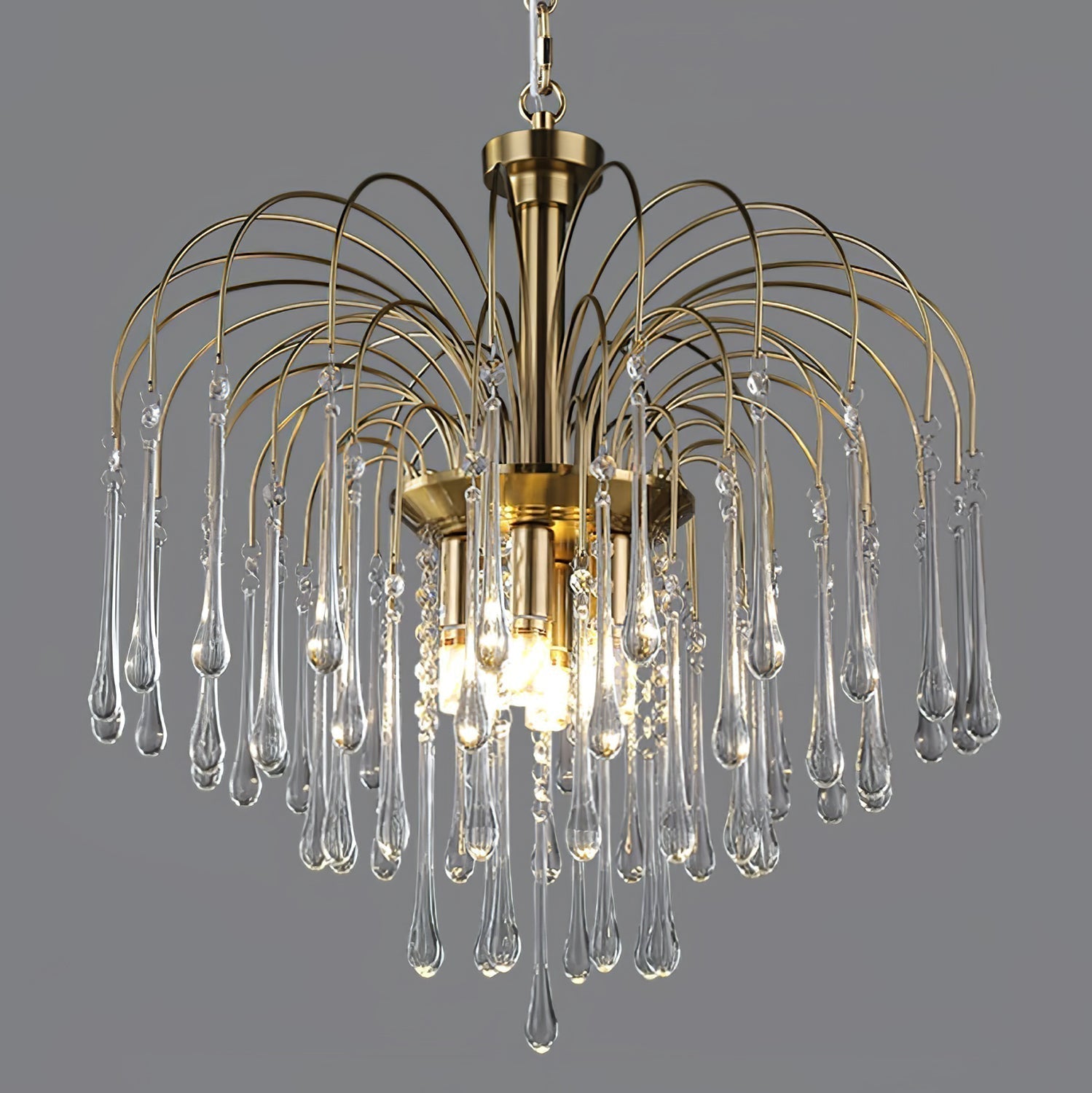 Lustra Lustre Bras Dorés et Cristal