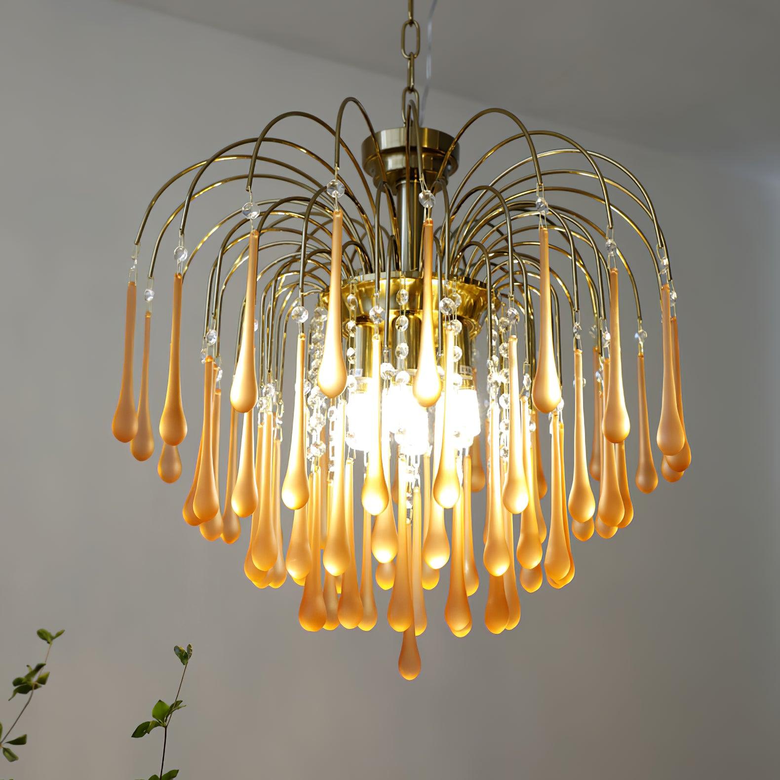 Lustra Lustre Bras Dorés et Cristal