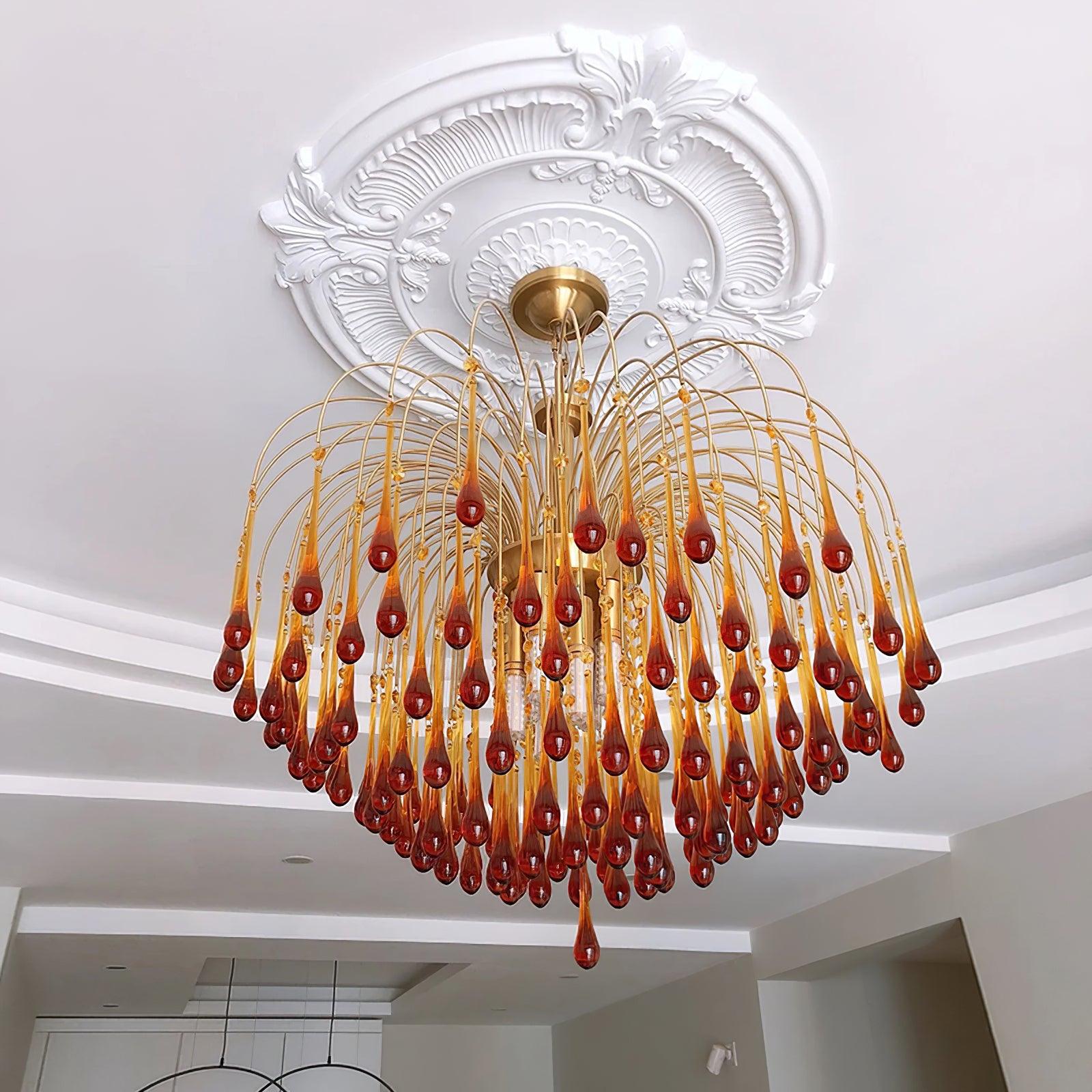 Lustra Lustre Bras Dorés et Cristal
