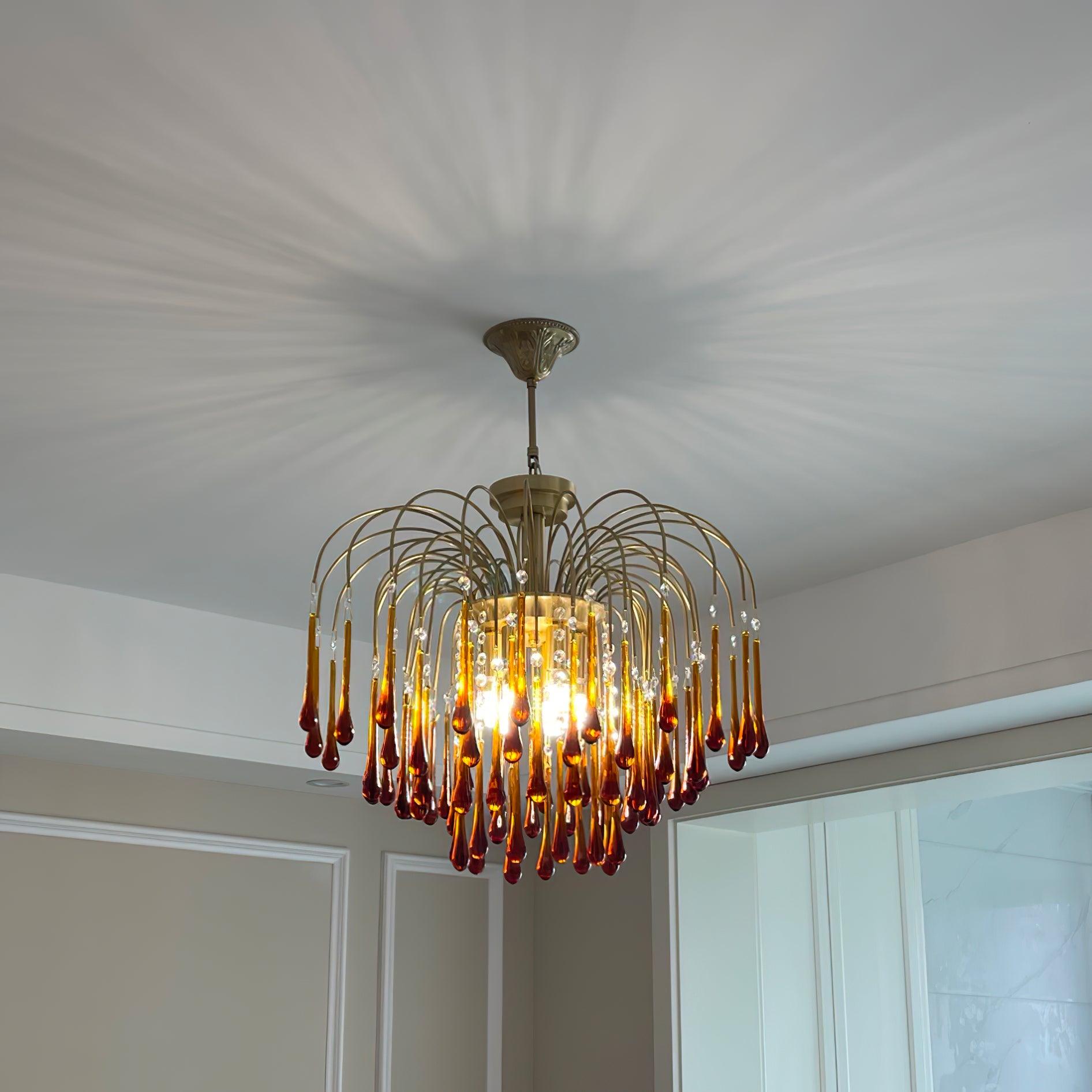 Lustra Lustre Bras Dorés et Cristal